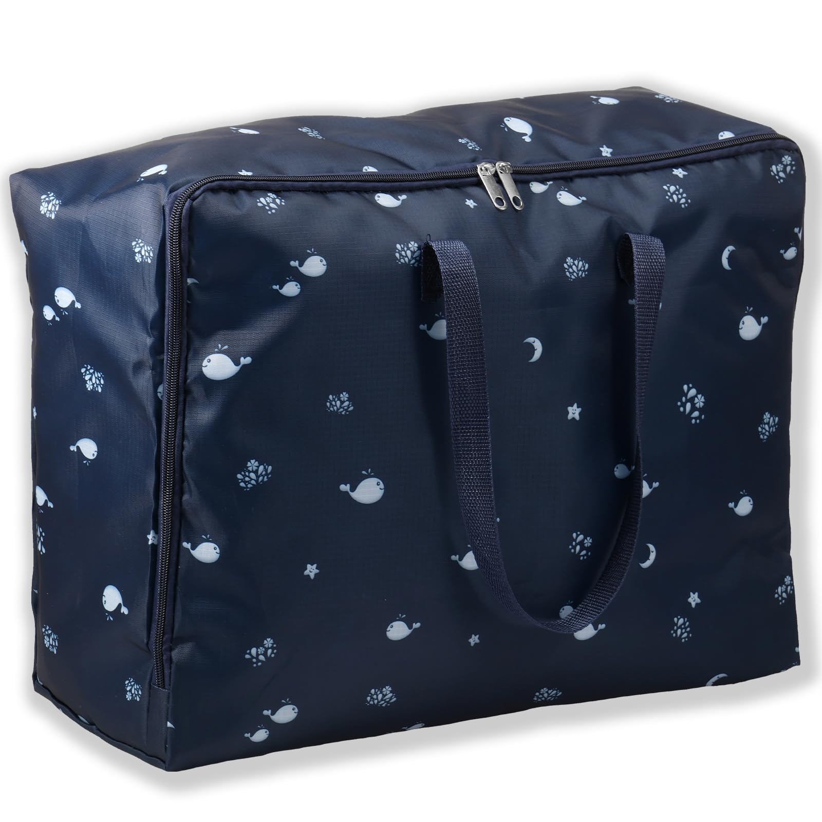 Duvet Storage Bags, 35L Oxford Underbed Clothes Storage Bag with Zipper and Handle, Heavy Duty Foldable Bedding Organizer Bag, Waterproof Large Moving Bags for Moving Home Quilt Pillows Blankets(Blue)
