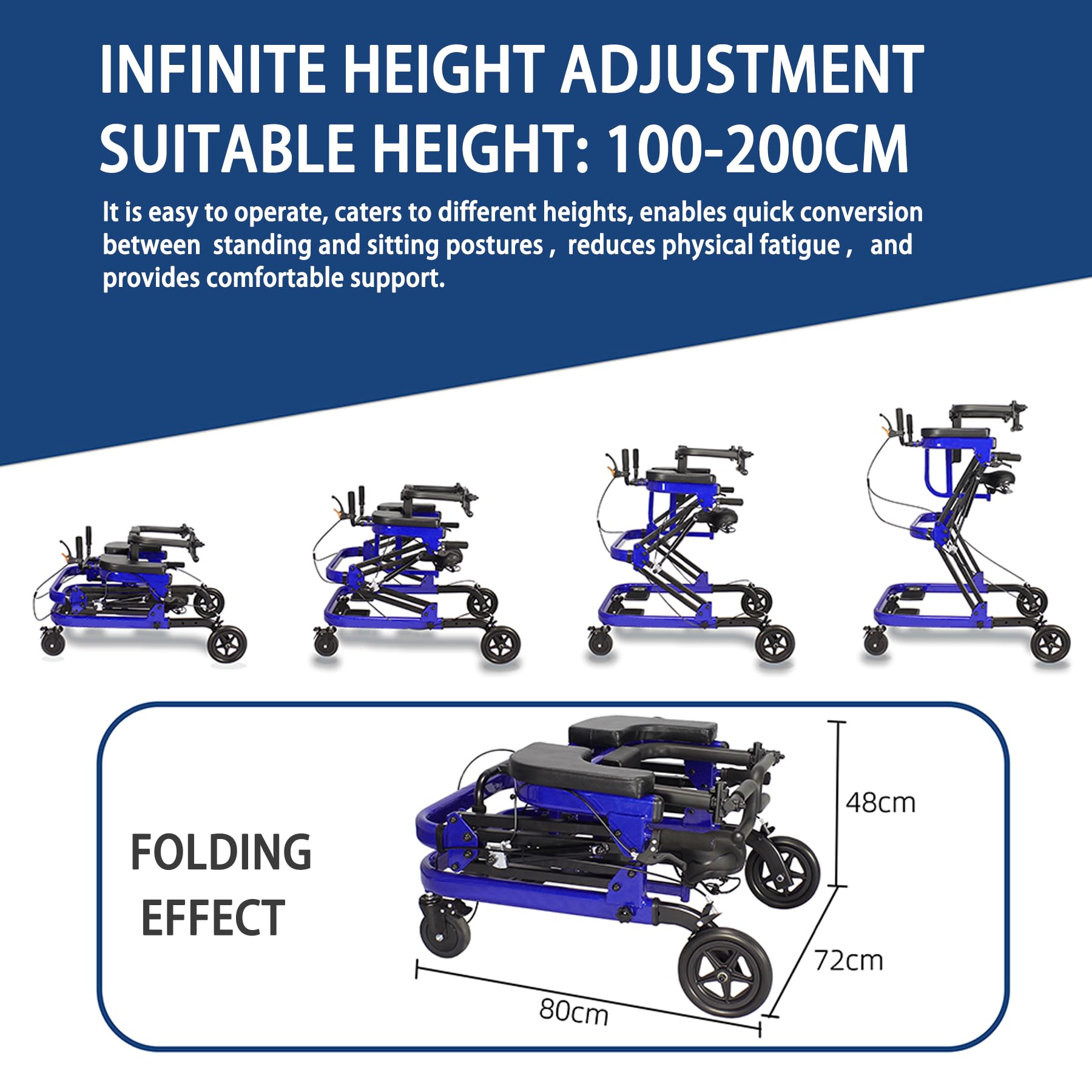Walker di Riabilitazione Multifunzionale con addestramento in Piedi, Camminata e Carrello, Altezza Regolabile, Design Anti-inclinazione, Ideale per l'uso di casa e Clinica Yellow