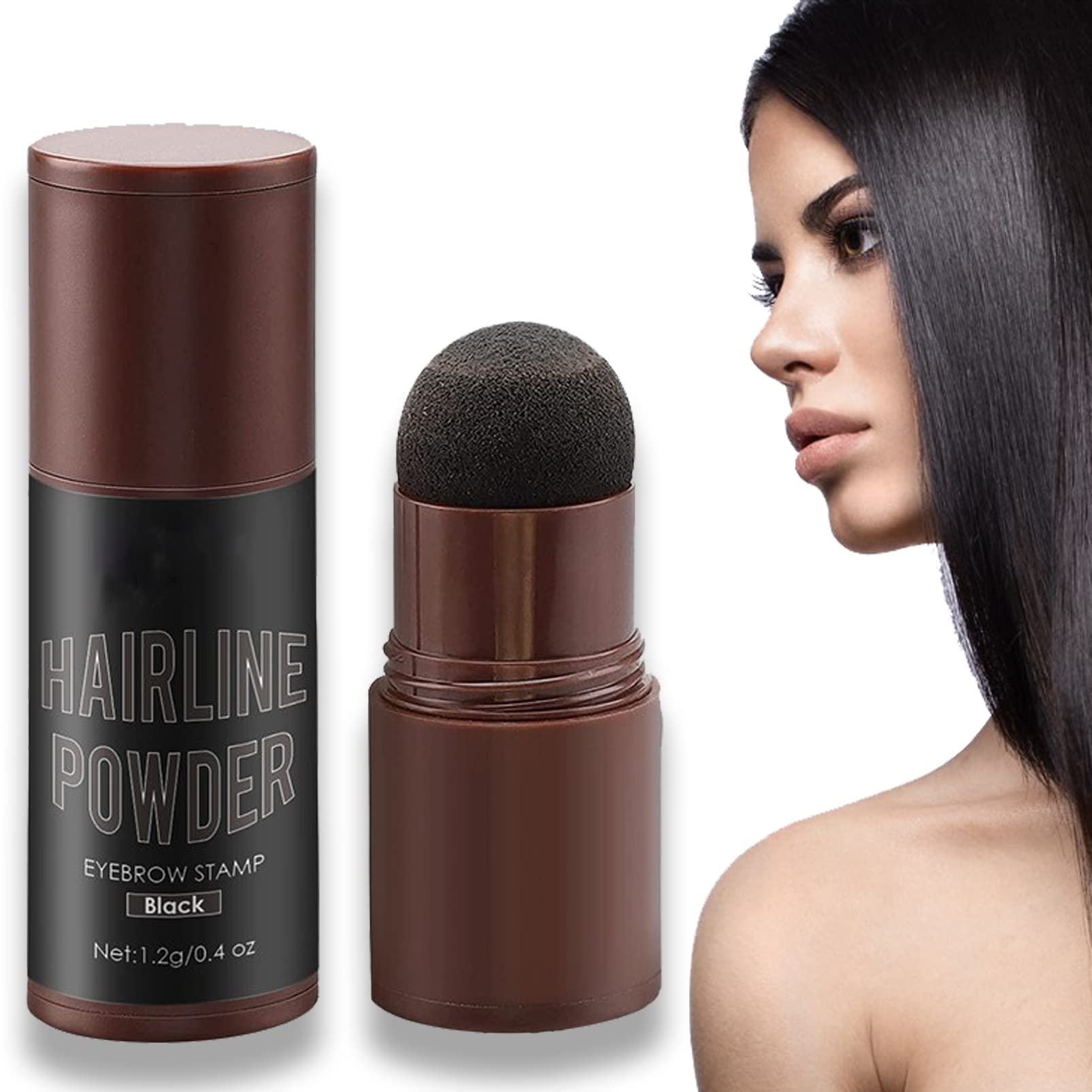 OKAQEEHair Powder - Hair Fibres Hair Loss Treatment - Quickly Cover Hairline - and Sweatproof Hairline Cover for Thinning Hair - White Hair Spray Temporary - Grey Hair Root Concealer (Black)