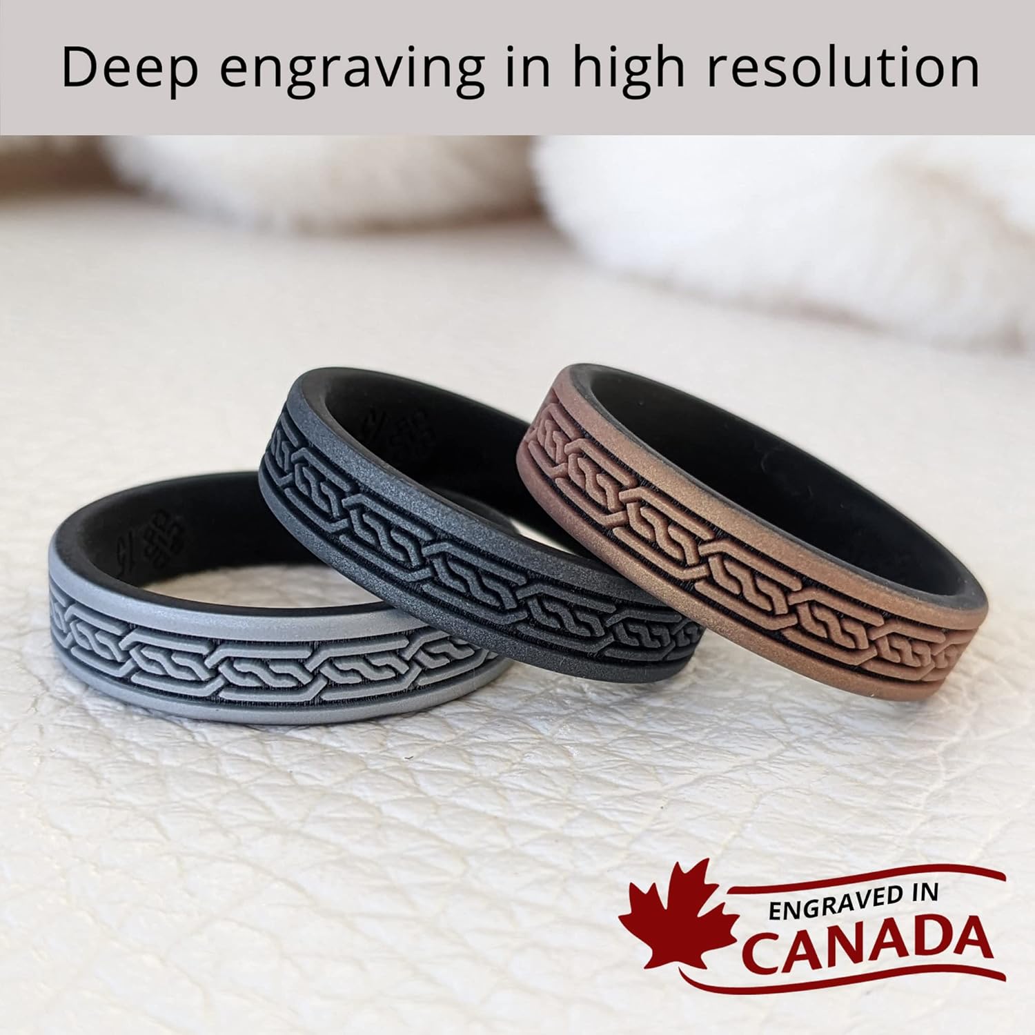 Knot Theory Trinity, Celtic, Claddagh Silicone Ring for Men and Women - Silicone Wedding Band for Sports Activities, Breathable Comfort Fit 6mm Bandwidth - Image 2