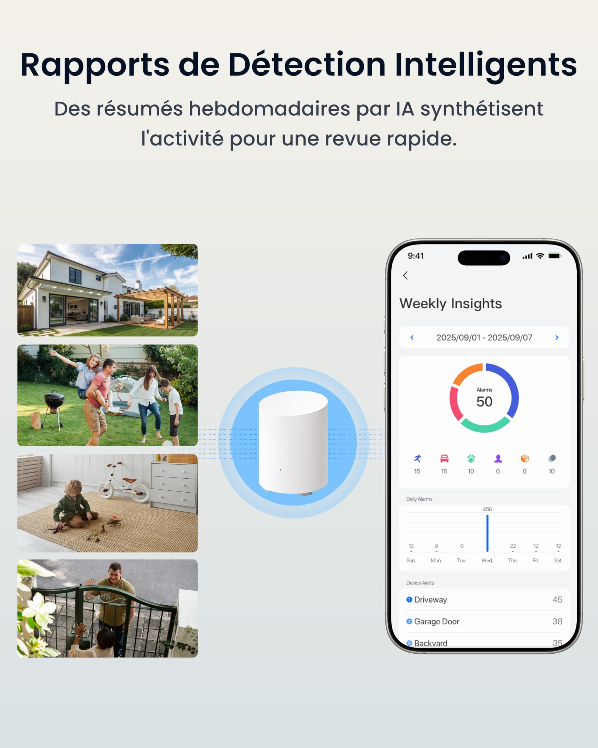 Reolink Kit 2 Caméras WiFi Magnétiques MagiCam+Home Hub Mini, Autonomie 9 Mois, Wi-FI 2,4/5 GHz, Détection de Personnes par IA, 1080P Vision Nocturne, IP67, Stockage Local 1 to, sans Abonnement