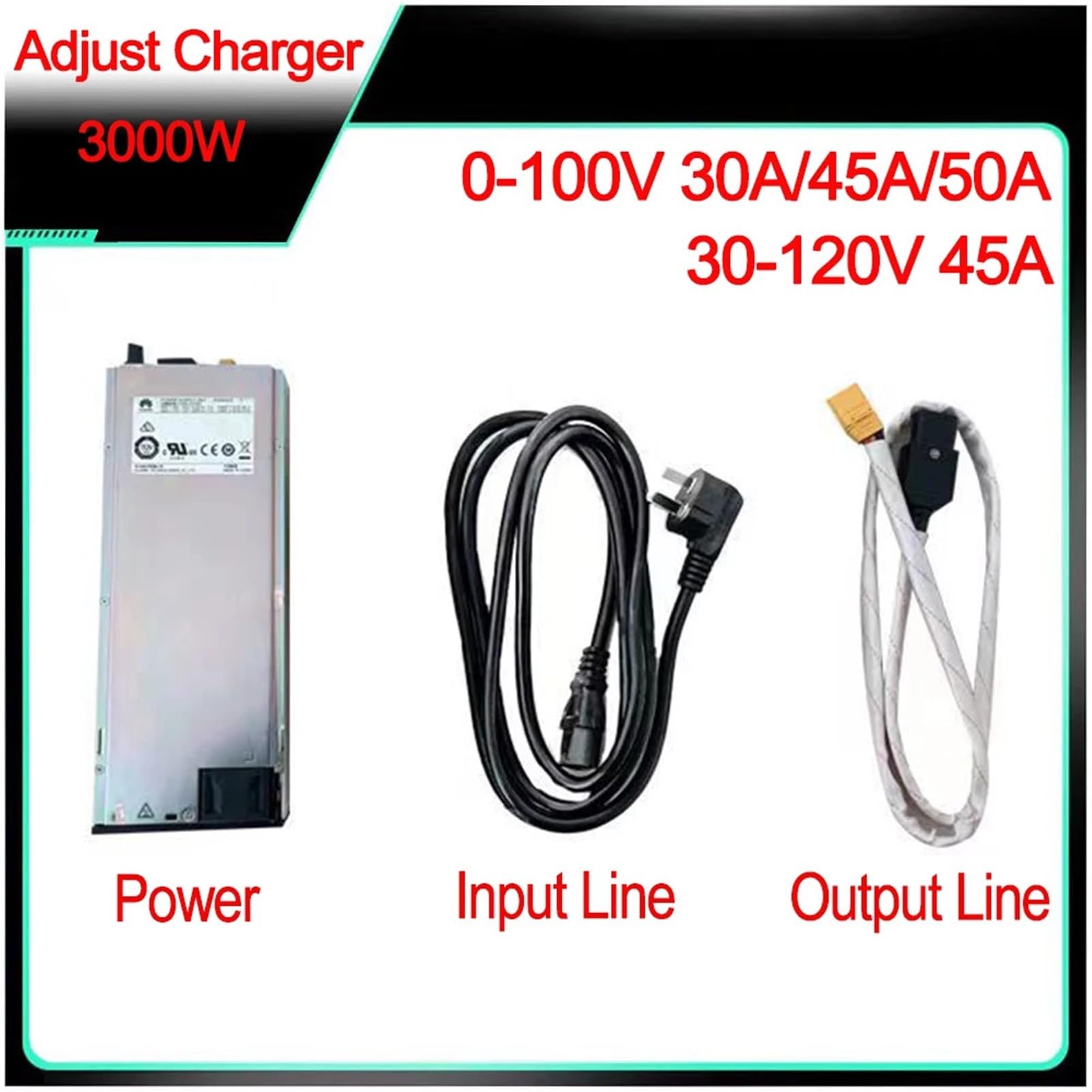 0V-100V 30A 45A 50A Adjustable Lifepo4 Battery Charger 88.2V 92.4V 96.6V(30V-100V 30A,220V AU)
