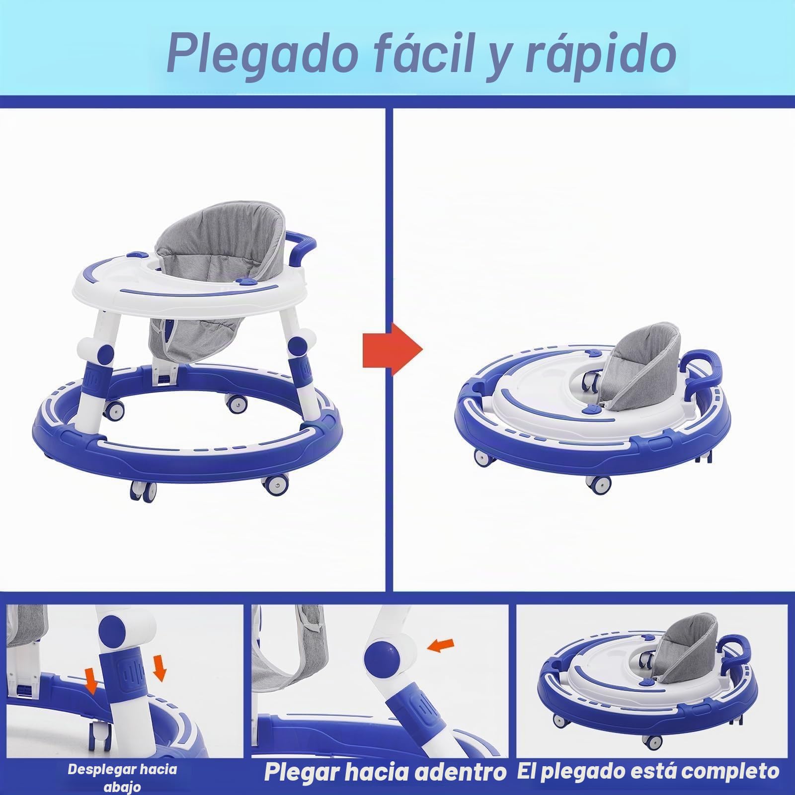 Andador Bebes 5 en 1,Con Bandeja Desmontable y Juguetes Musicales,Andador Plegable para Bebés,Tacata Bebe,Apto para Bebés a Partir de 6 Meses