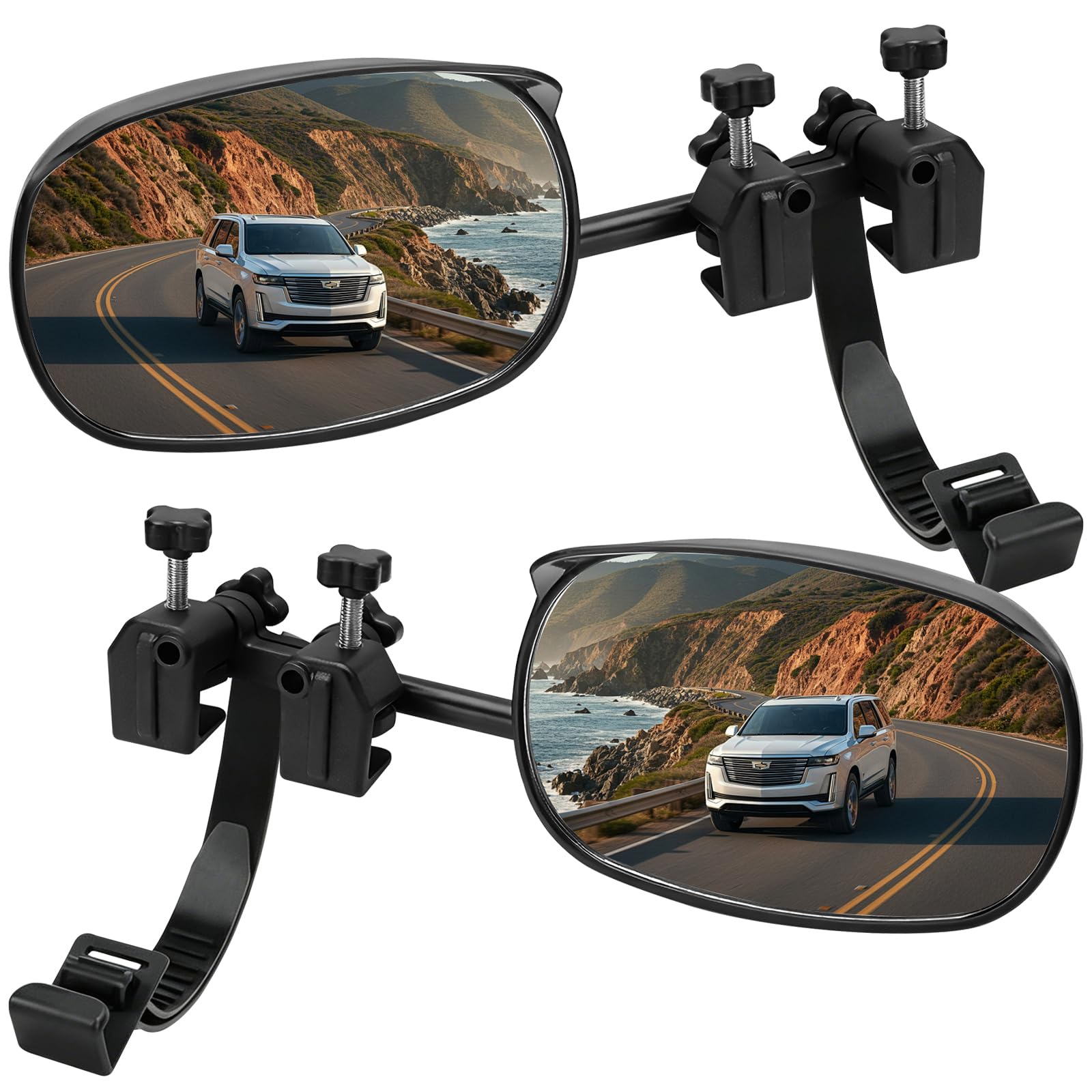 2 espejos retrovisores universales para caravanas para todas las barras de metal comunes, duraderas, ajustables en ángulo de 360 (actualización)
