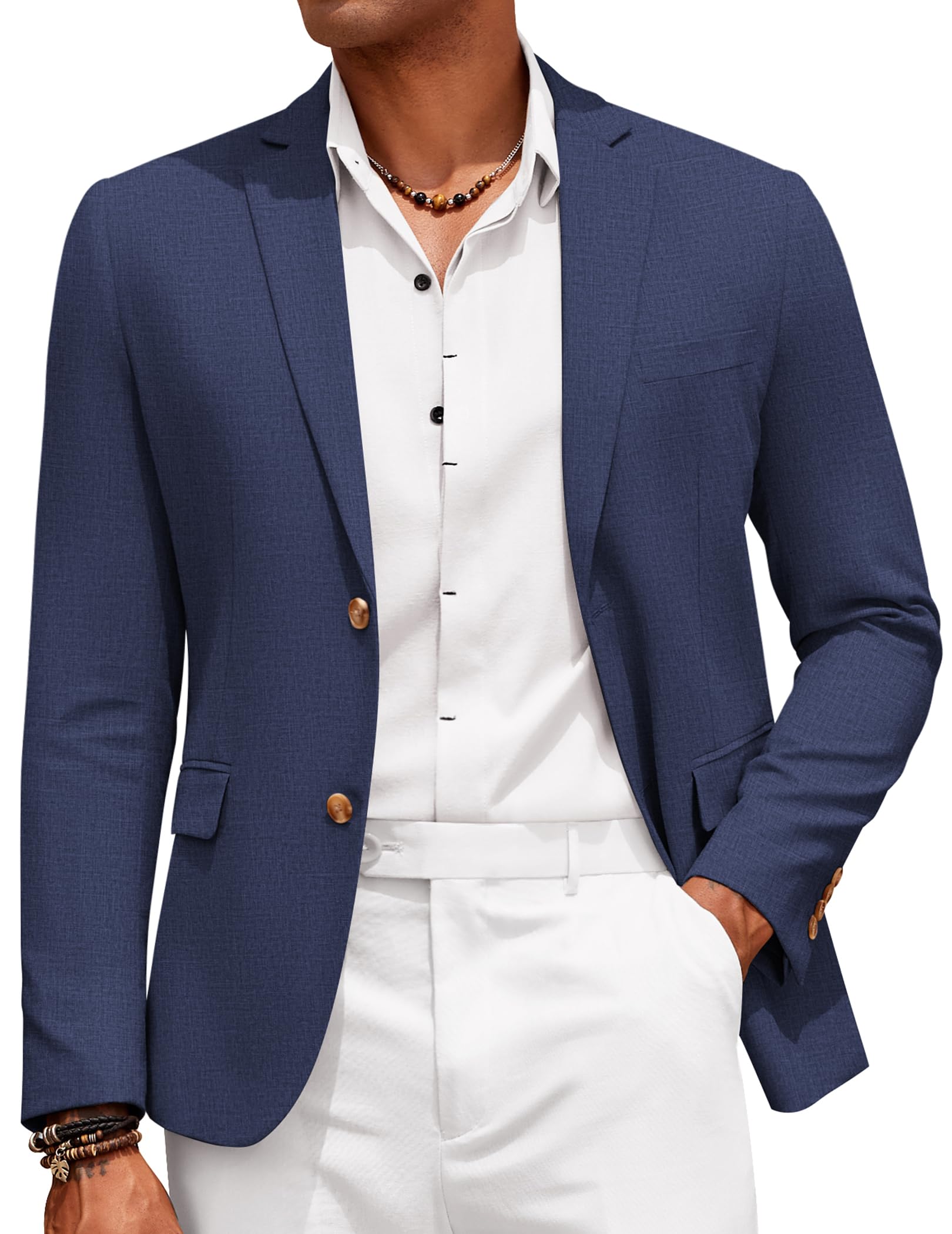 COOFANDY Mens Casual Cotton Linen Blazer Lightweight Linen Sport Coat Two Button Suit Jacket