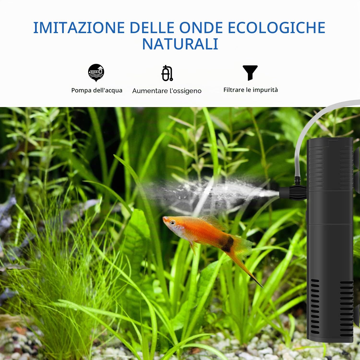 Filtro Interno Acquario all'Interno Pompa Filtro con Barra dello Spruzzo per Pesce Serbatoio 300L/450L/H 2/6W (300L)
