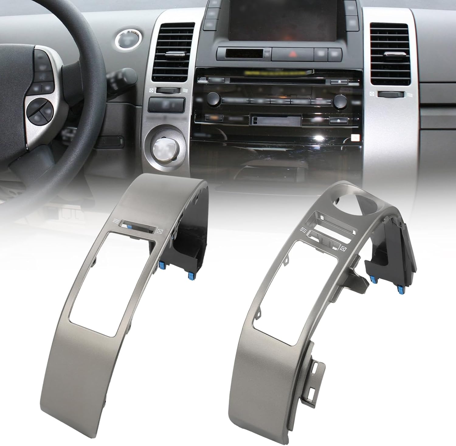 Pair Center Dash A/C Outlet Vent Trim Panel, Center Dash Air Vent Trim Panel Compatible with Toyota Prius 2004-2009 1.5L Left Right Side Replacement for 55670-47060 55680-47020