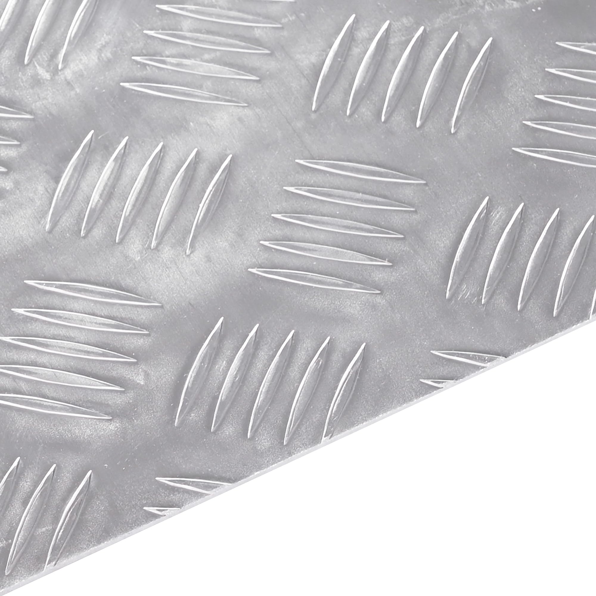 Chapa estriada de aluminio, 4 unidades, antideslizante, 100 x 50 cm, color gris con base antideslizante y superficie texturizada para un agarre seguro en escaleras, diseño geométrico robusto