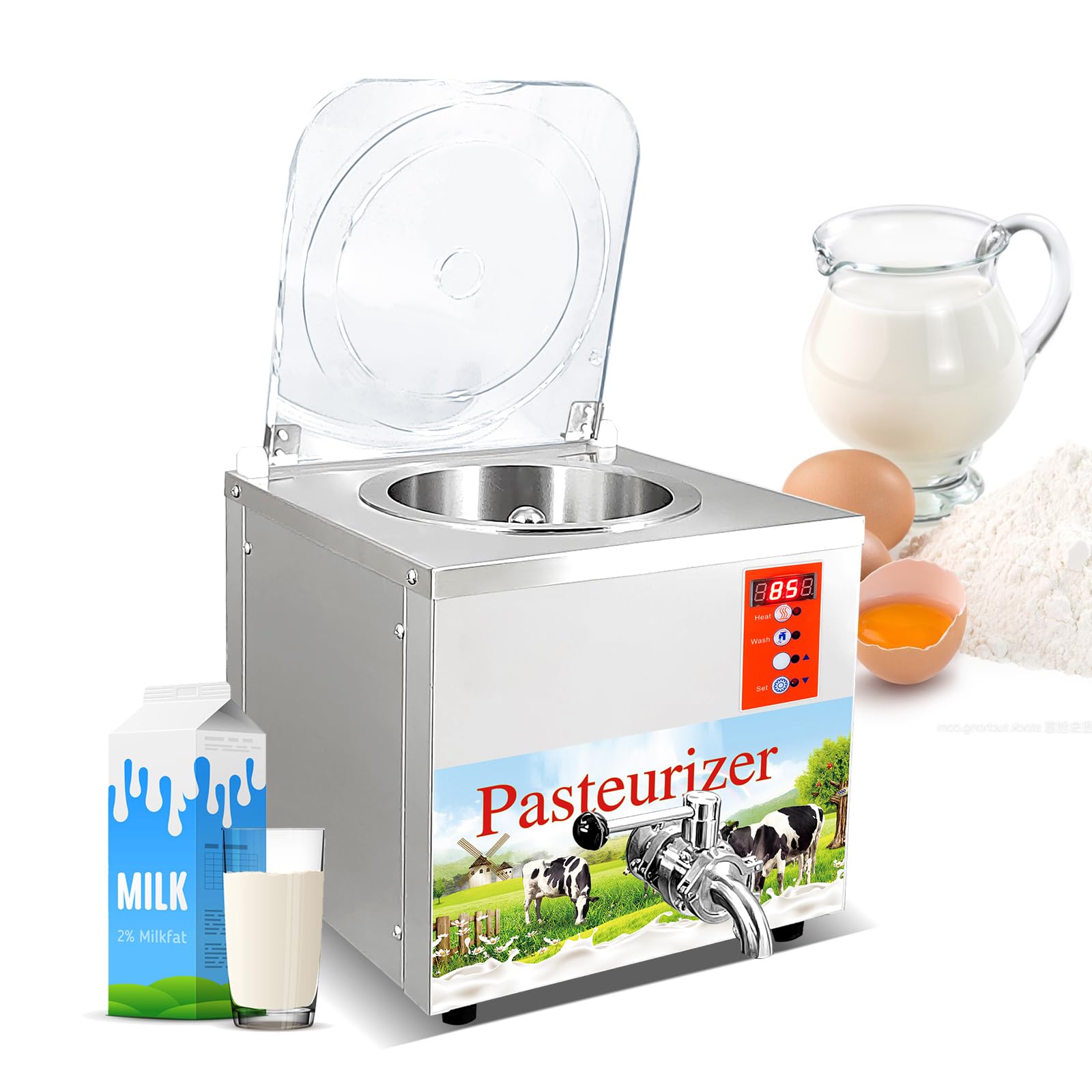 Kolice Commercial Milk Pasteurization Machine, 14L Milk Pasteurizer, Juice Pasteurization Machine, Sterilization Dairy Equipment, tabletop design,good grade stainless steel material
