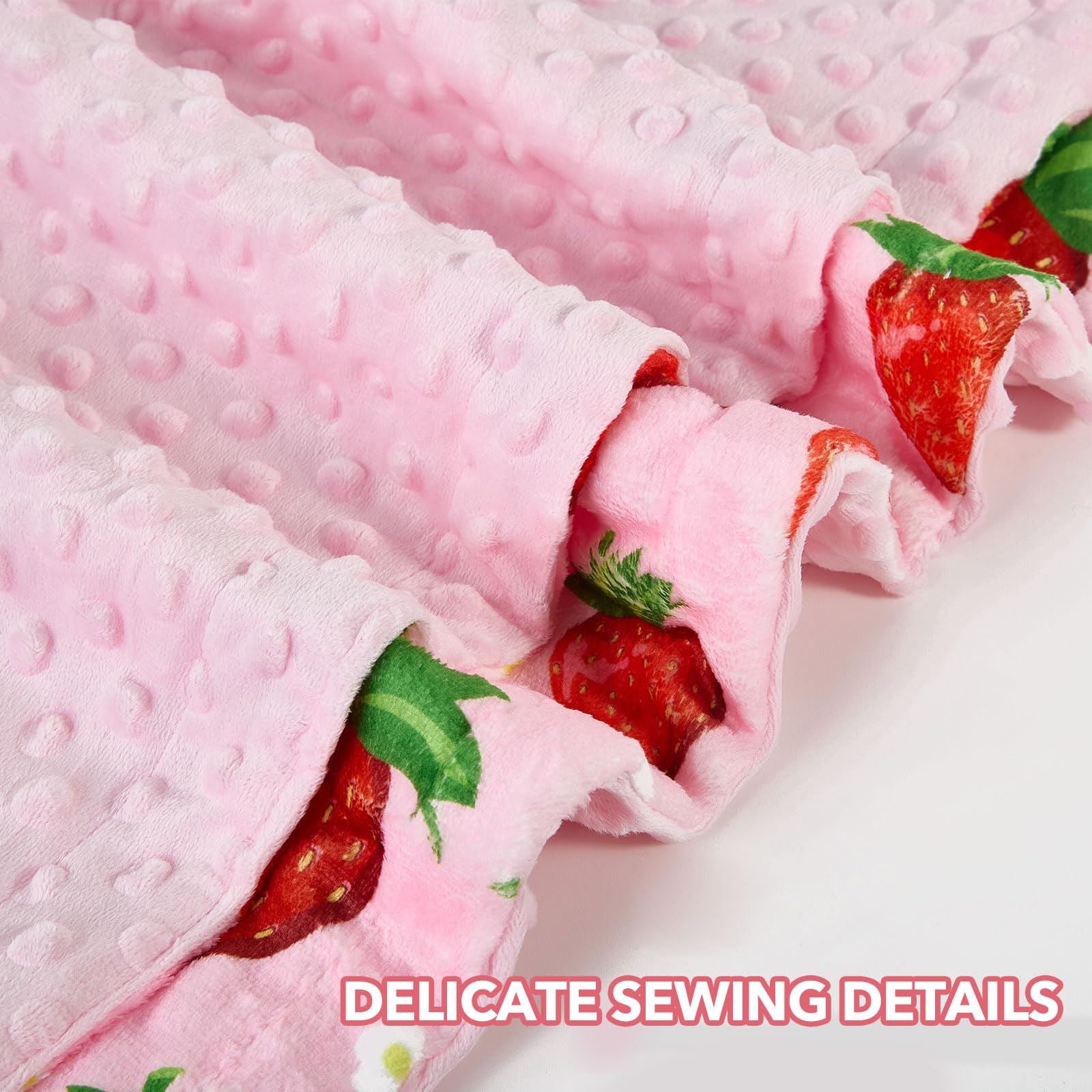 Manta de bebé de fresa para niños y niñas, manta de forro polar suave con respaldo de puntos, manta de doble capa para recién nacido, manta para bebé, cochecito, cuna, regalo para hijo, sobrino,