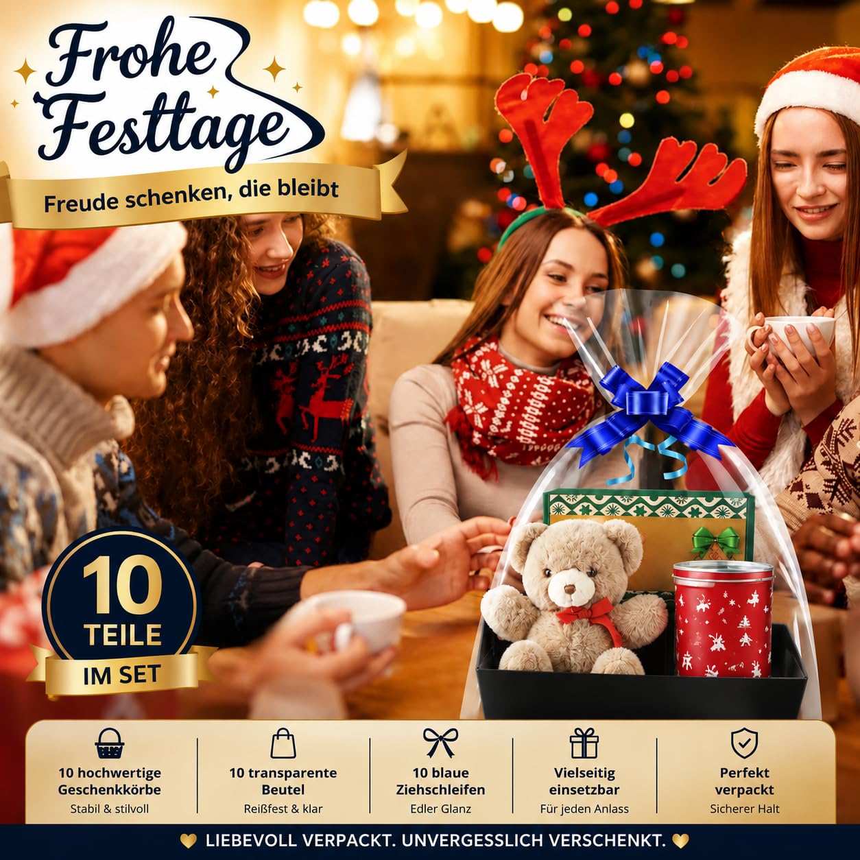 Cesto regalo in cartone con manici, cesto regalo vuoto, per regali, (10 nero)