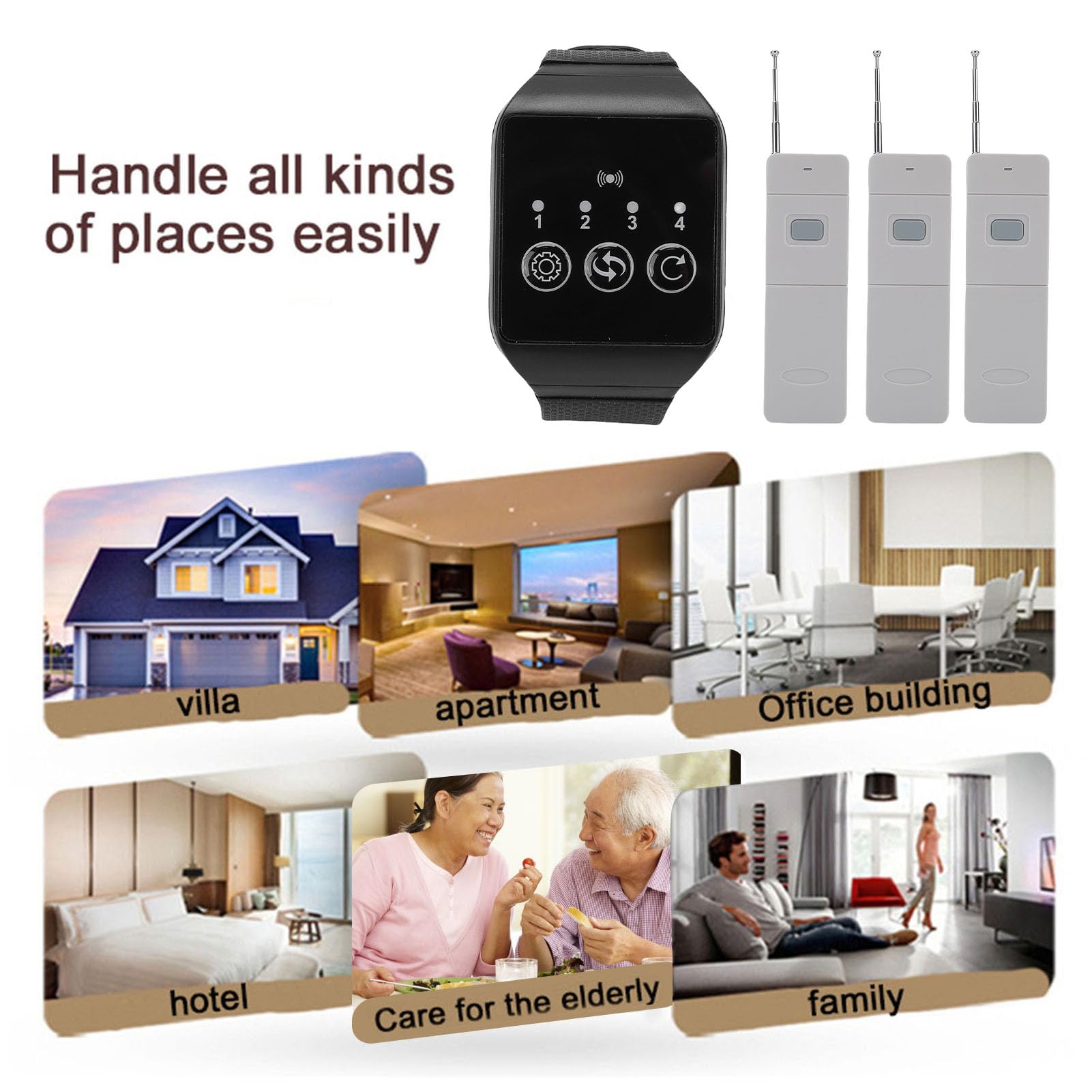 Cercapersone Wireless per Operatori Sanitari e Ristoranti, Cercapersone con Vibrazione e Cicalino Flash con 1 Ricevitore e 3 Trasmettitori per Infermieri, Case, Hotel, Pub Bar