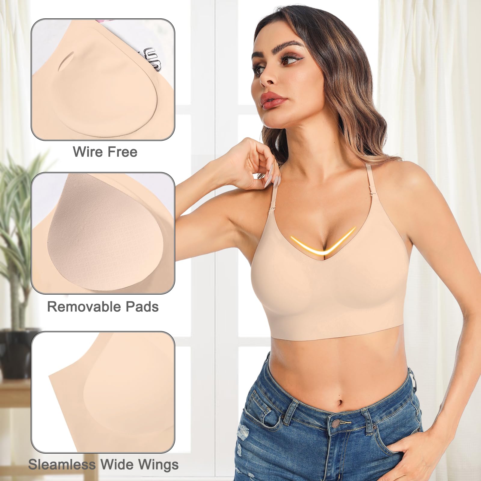 Sujetador Básico para Mujer sin Aros Push up con Tirantes Regulables Multi-Wear