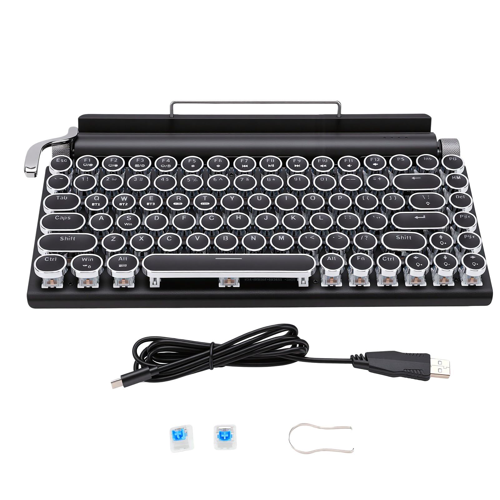Bewinner Clavier de Jeu Mécanique Steampunk, 14 Rétroéclairage, 3 Modes