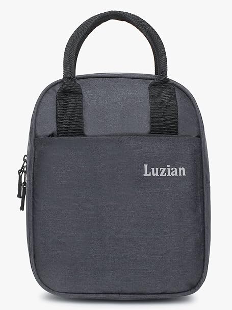 Luzian Insulated Lunch Bag for Office Men, Women and Kids, Canvas Tiffin Bags for School, Picnic, Work, Carry Bag for Lunch Box. (Light Grey)