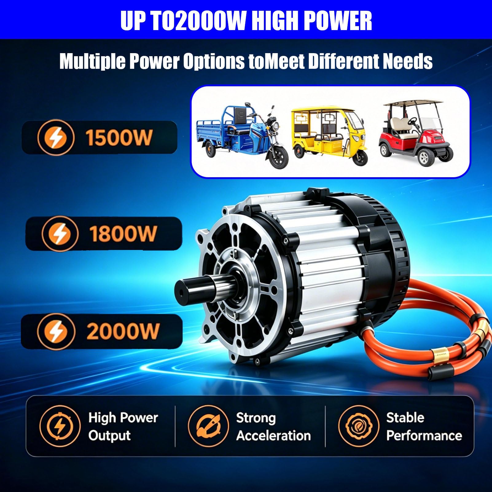 Moteur DifféRentiel Pour Tricycle éLectrique De 1 500 W à 2 000 W 60V-1500W