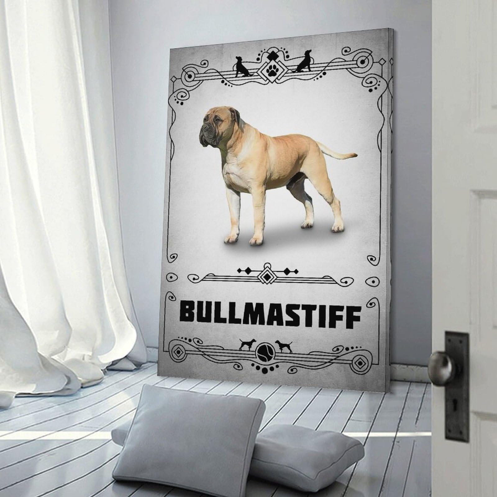 Junmoney Bullmastiff Canvas Art Print 24x36inch(60x90cm), for Feature Walls in Flats Or Modern Rooms, Decorative Artwork with Flexible Styling