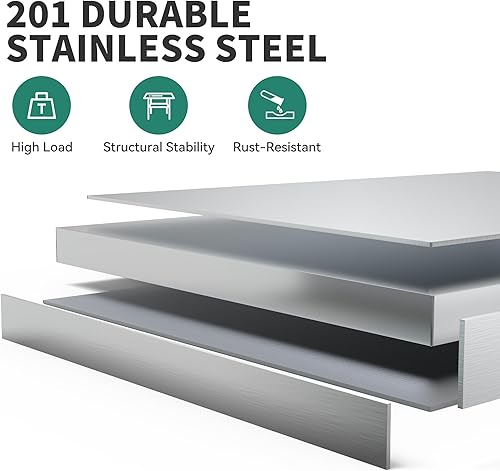 Vista 30 de YITAHOME NSF Mesa de acero inoxidable con repisas, mesa de trabajo de 48 x 24 pulgadas con estante de 48 x 12 pulgadas, mesa de preparación de mesa