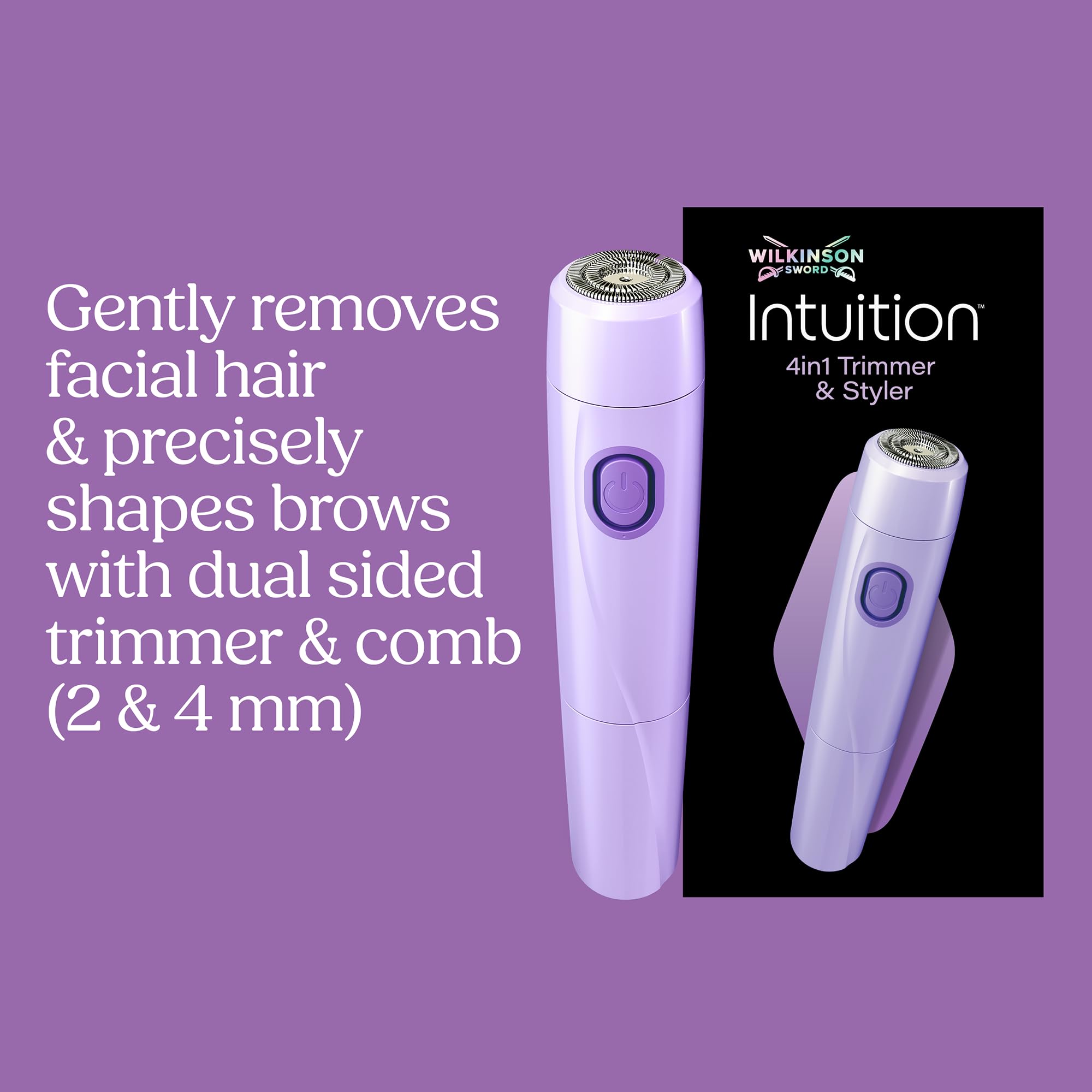 Wilkinson Sword Intuition 4in1 Trimmer and Styler femme, visage et corps | Tondeuse pour le visage et le corps, rasoir femme multizone avec 4 accessoires, trousse, brosse de nettoyage et 1 pile AA