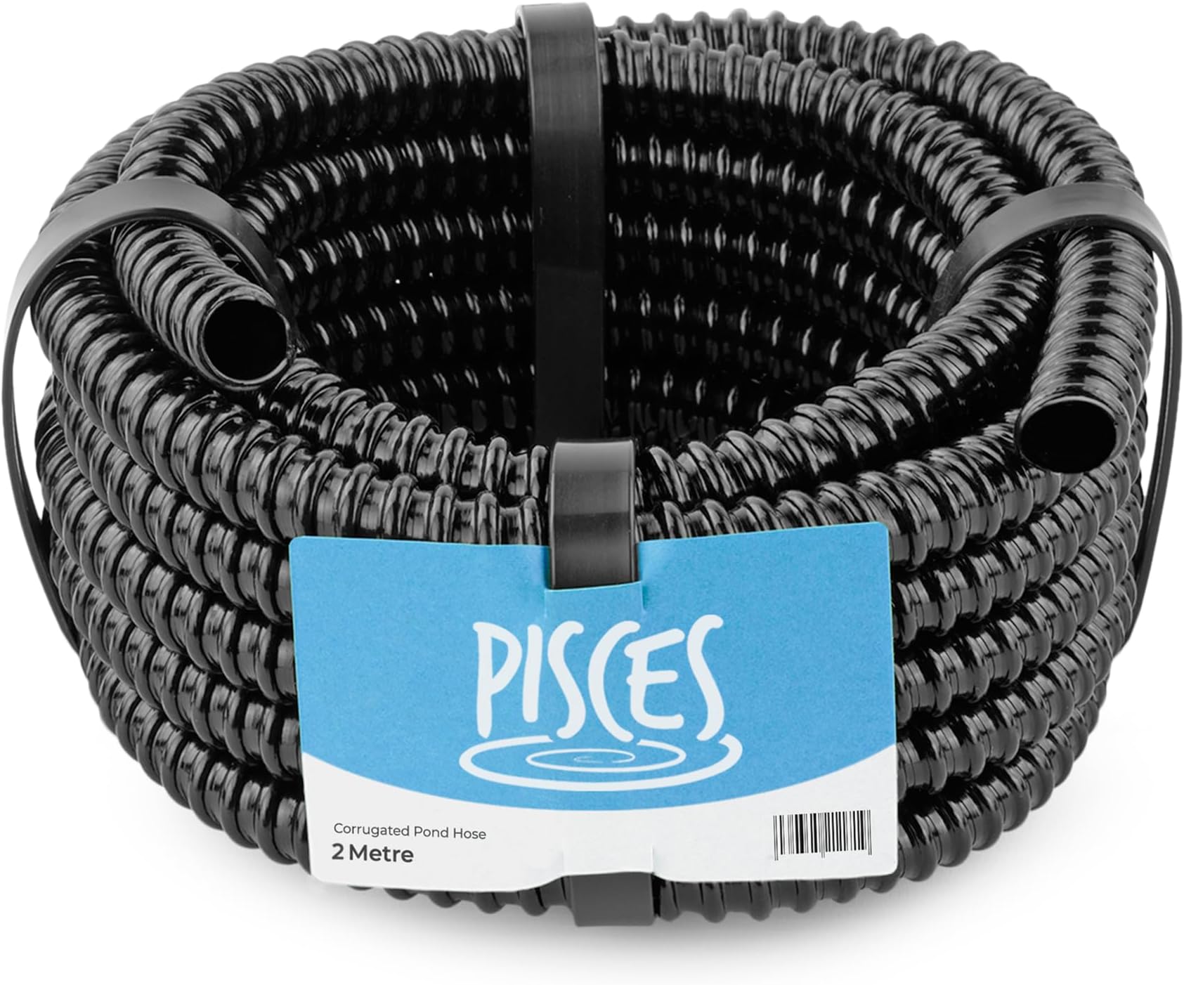 Pisces 12mm (0.5 inch) Black Pond Corrugated Flexible Hose Pipe - 2m Roll