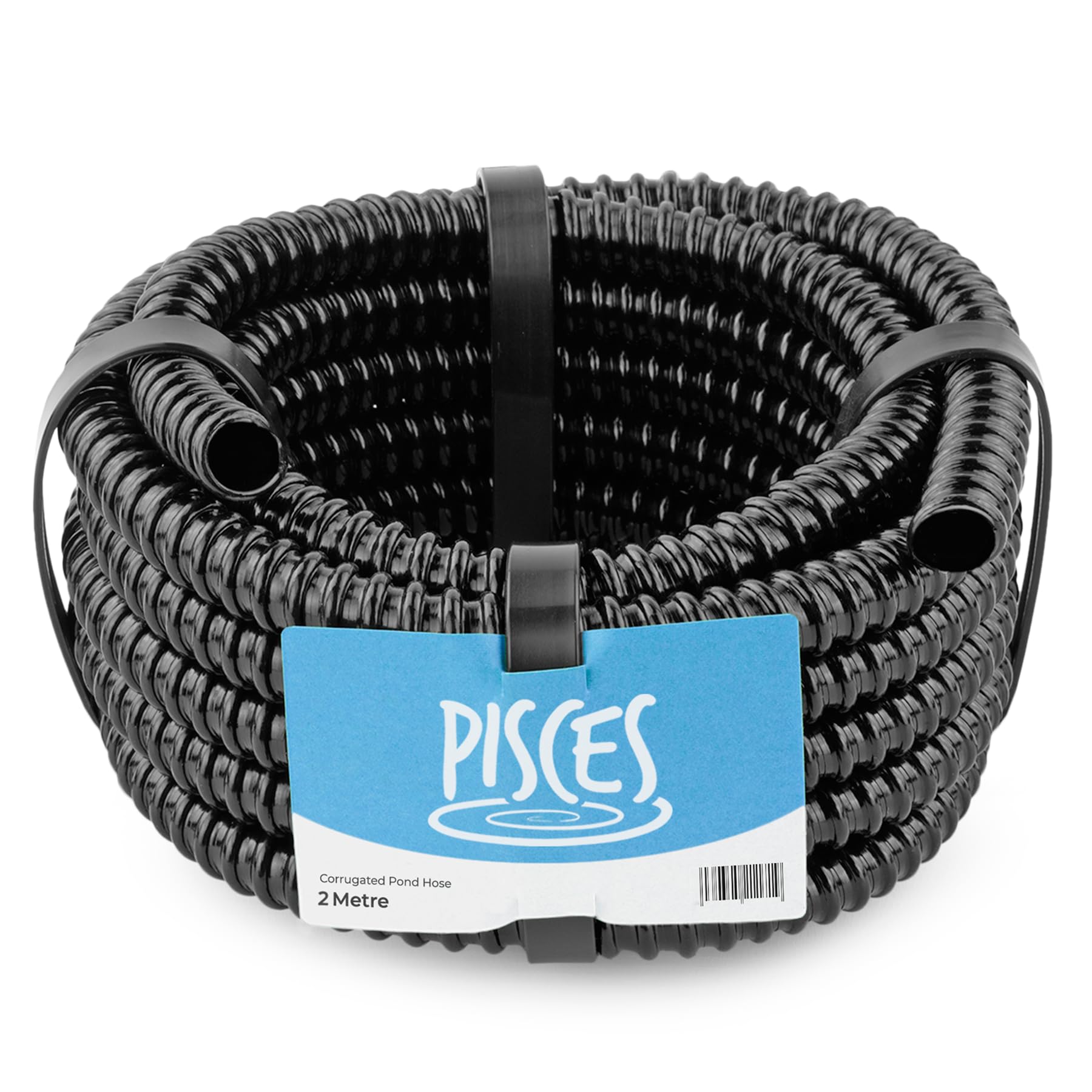 Pisces 12mm (0.5 inch) Black Pond Corrugated Flexible Hose Pipe - 2m Roll