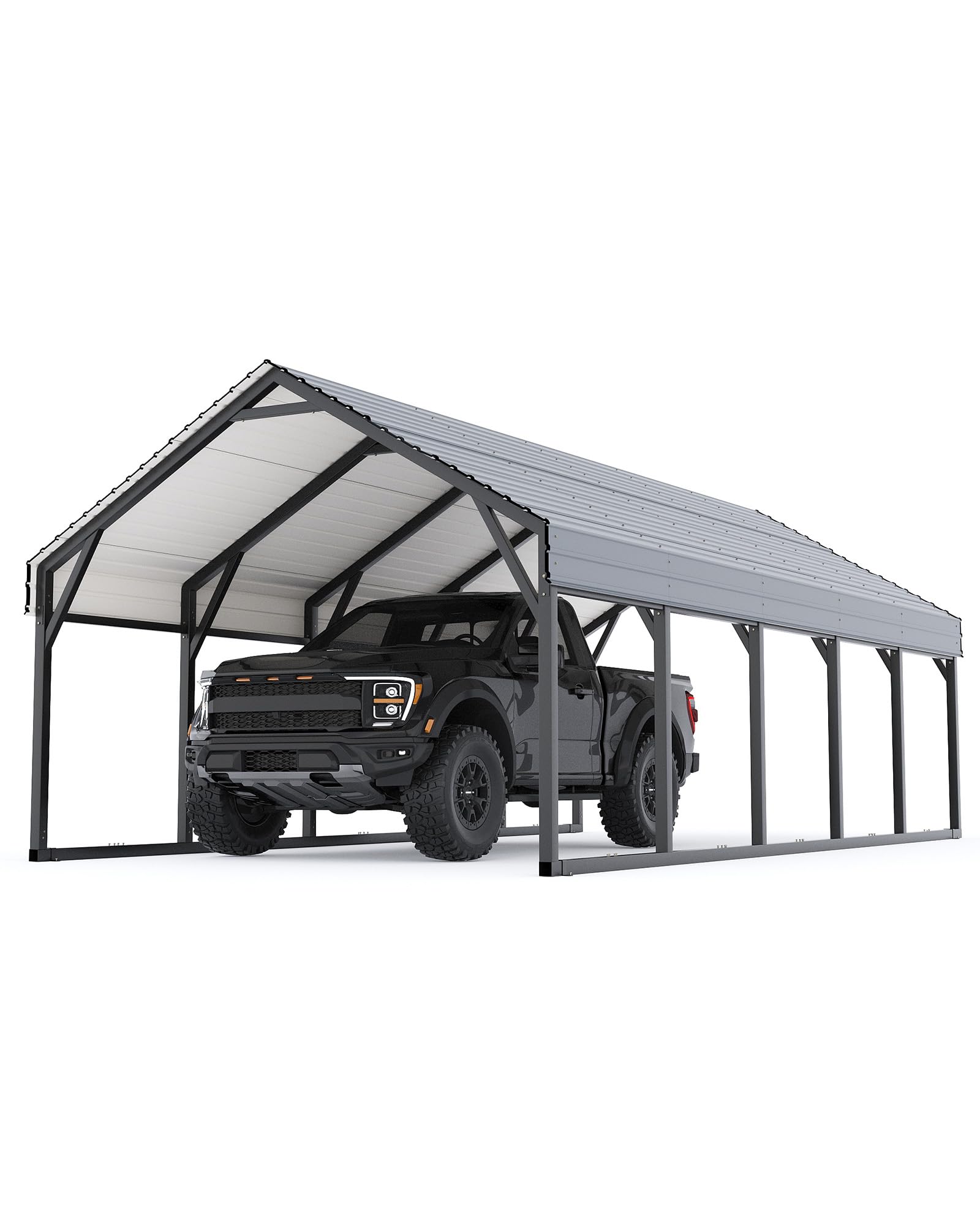 13 x 26 FT Metal Carport, Heavy Duty Carports Reinforced Frame and Steel Roof, All-Weather Shelter Canopy for Pickups, Boats, Cars, and Tractors