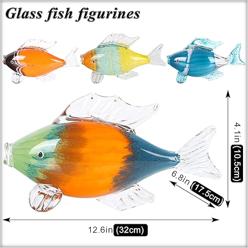 Miniatura 3 de oliruim Escultura de pescado de vidrio colorido, figura de vidrio soplado a mano, regalo de cumpleaños para serie de animales marinos, pisapapeles