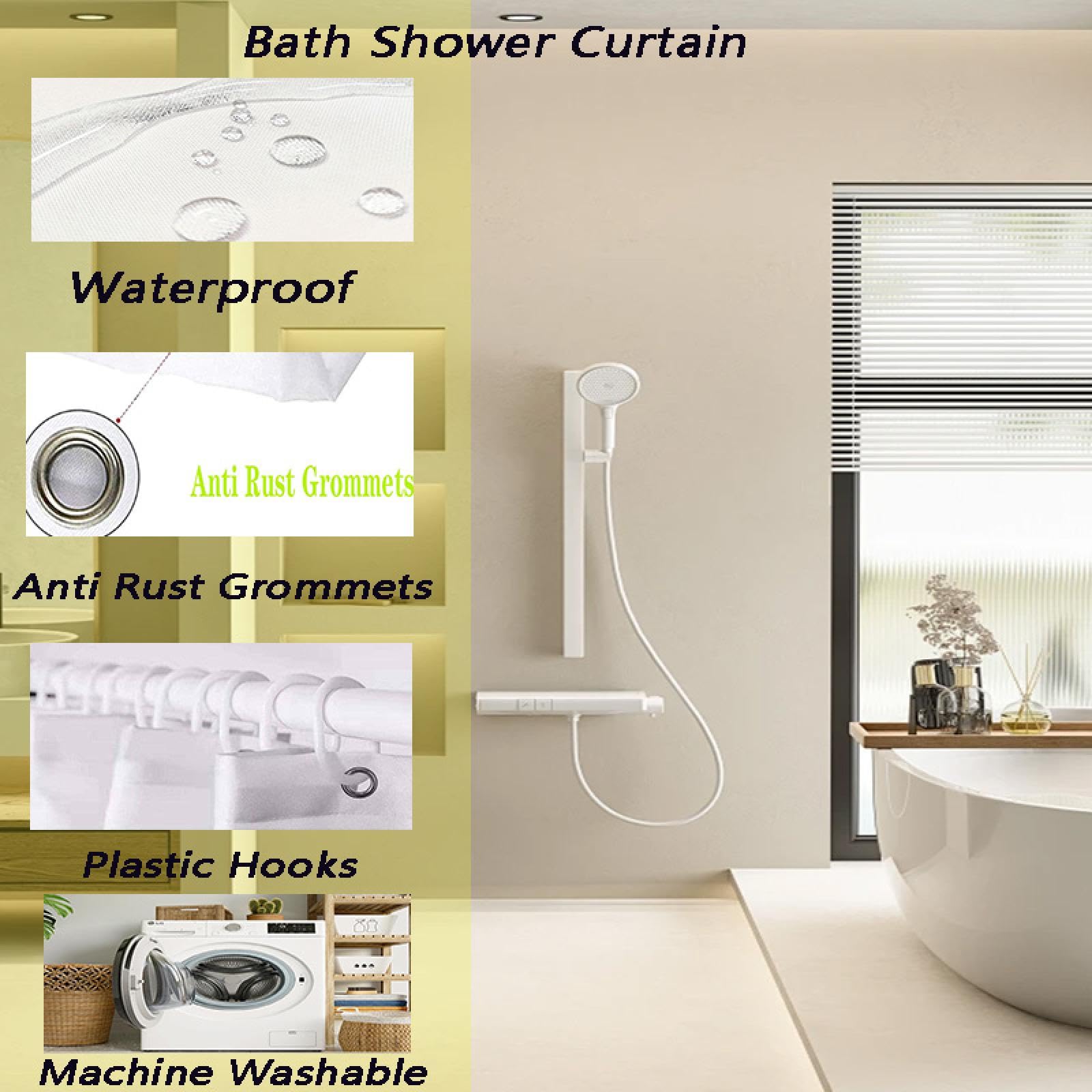 Tenda da doccia floreale con margherite bianche, decorazione per il bagno in stile country, con 12 ganci, 140 x 230 cm, elegante accessorio da bagno impermeabile, design floreale per la casa