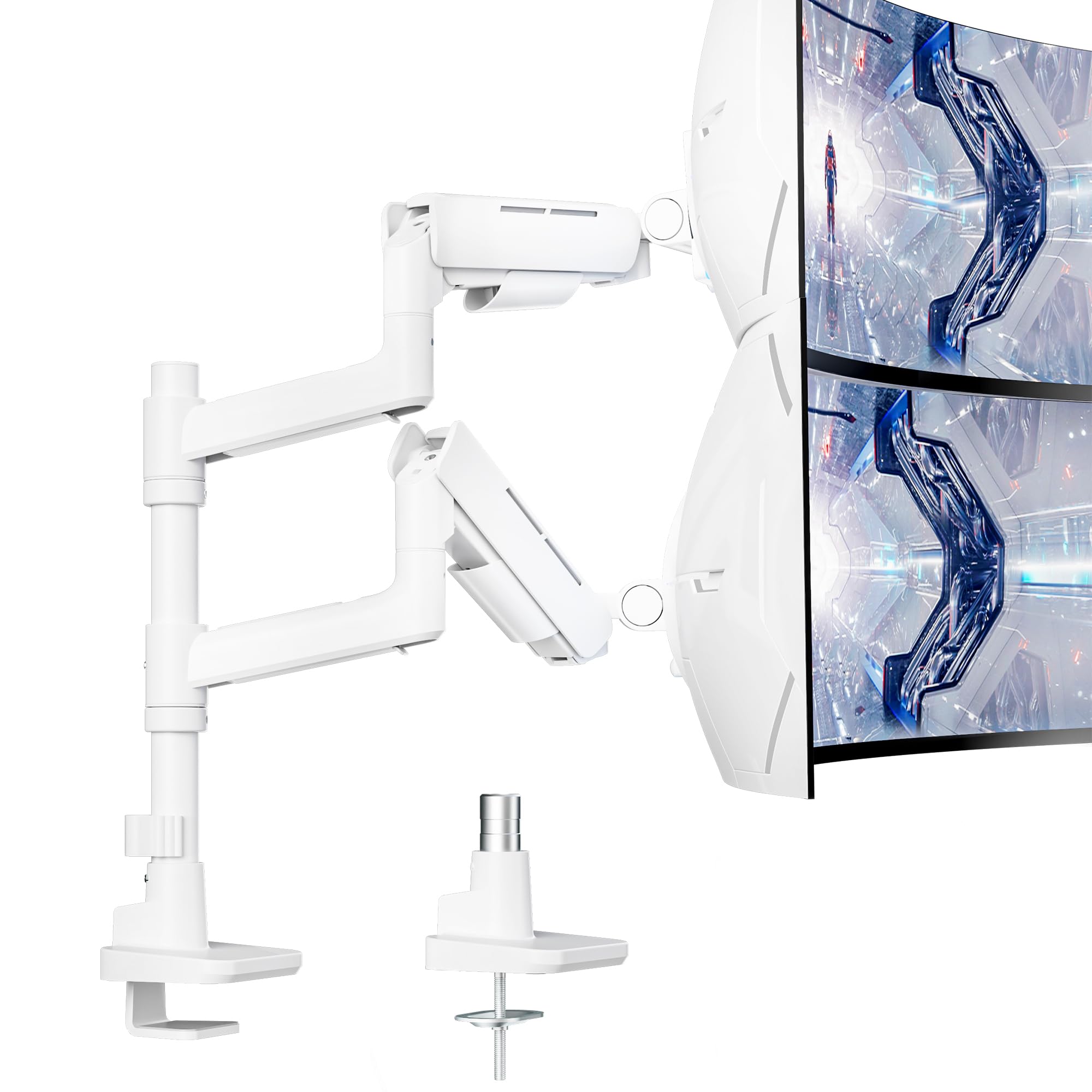 Monitor Arm Stack Monitor Arm Dual For 17-49 Inch Screens - Vertical Stack Mount, Heavy ...