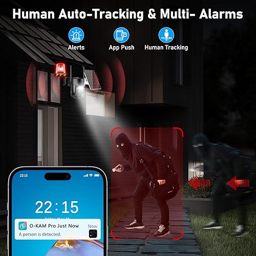 Miniatura 5 de Cámara de seguridad solar inalámbrica 8X Zoom 4K para exteriores, WiFi de 5 GHz2.4 GHz, cámara PTZ de 360  para el hogar con doble lente,