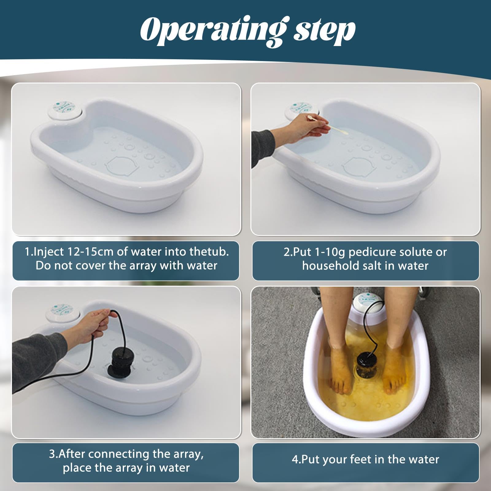 Pediluvio Ionic Detox, massaggiatore per piedi portatile, kit completo per bagno di elettrolisi dei piedi, rilassamento muscolare e benessere a casa (bianco + bacino)