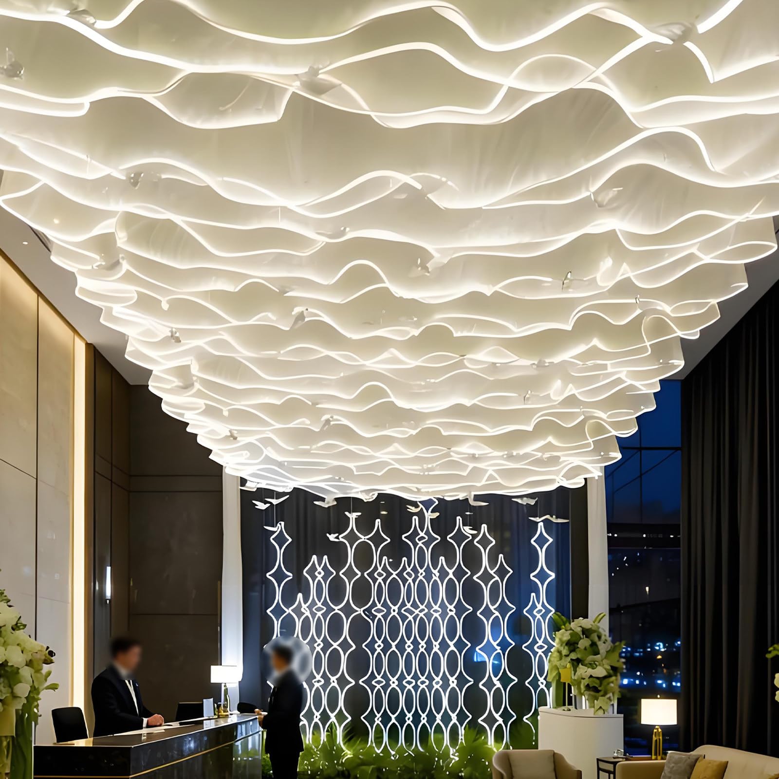 Transparente Vorhänge mit LED-Lichtstreifen, mehrfarbig, verschiedene Größen, einfach zu installieren während der gesamten Saison (50 m x 0,6 m, WhiteVeil+WhiteLight)