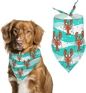 Cute Lobster Sea Waves Dog Bandanas Triangle Dog Bibs Cute Pet Scarf Kerchief for Small Medium Large Pet