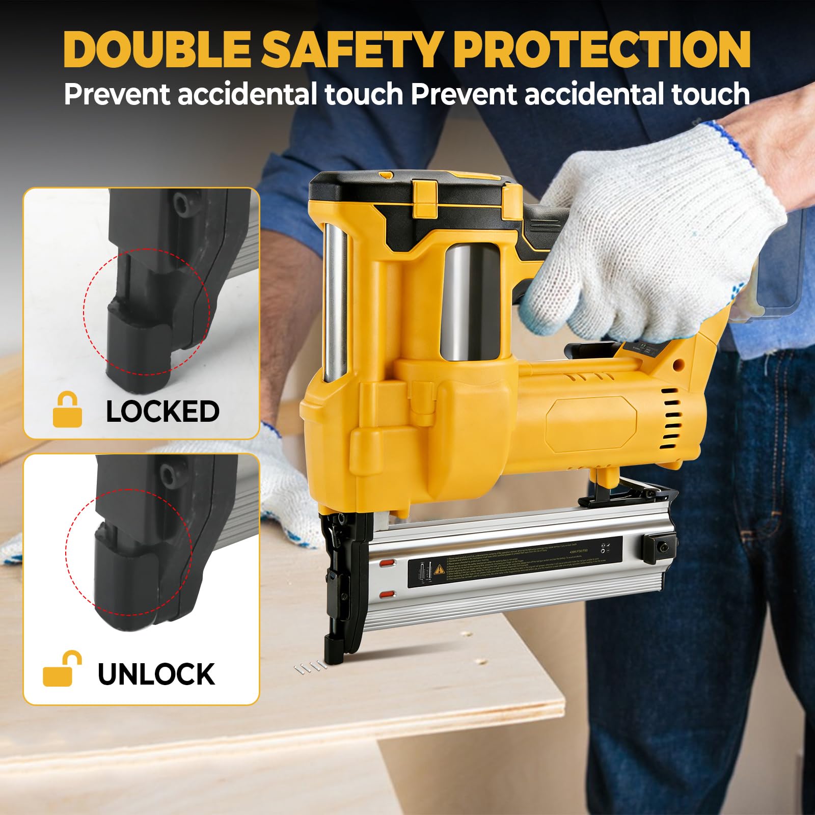 Clavadora inalámbrica de 2 pulgadas de 18GA compatible con Dewalt 20 V, pistola de clavos 2 en 1 sin escobillas y pistola de grapas con clavos F50 y grapas K440 para carpintería en el hogar