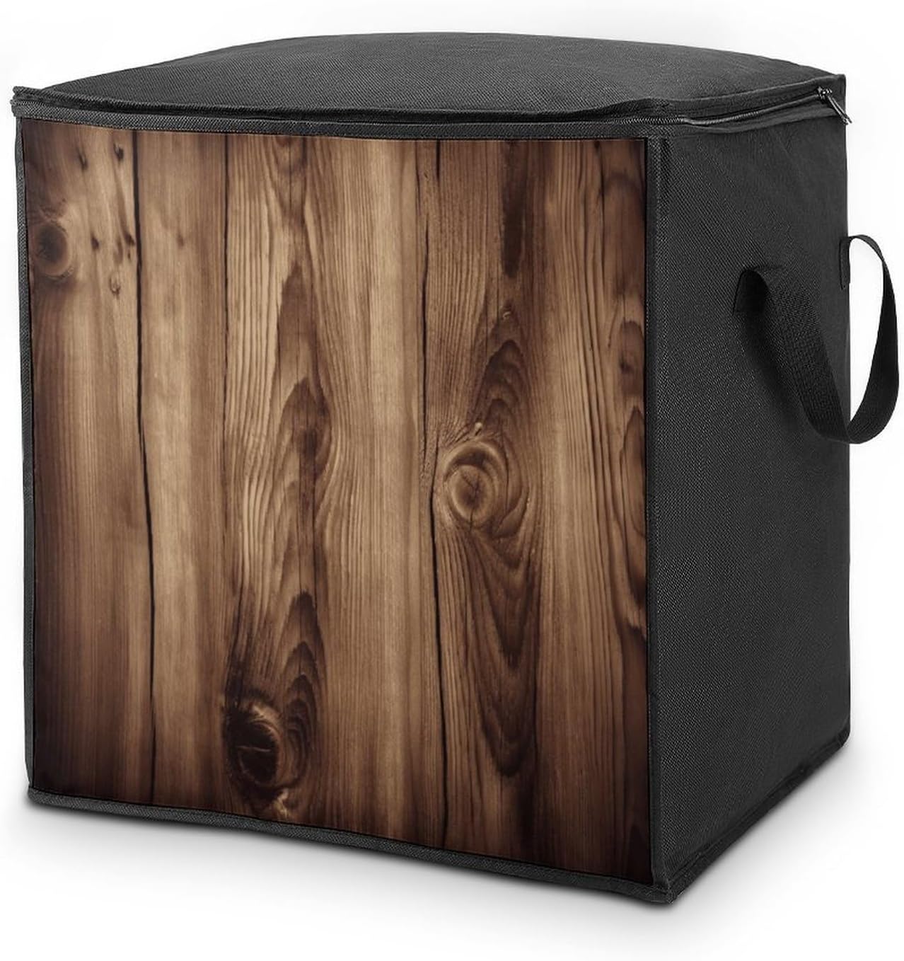 Wood Grain Storage Bag with Zippers And Handle Extra Large Bedding Comforter Storage Bag Foldable Blanket Storage Bags Fabric Moving Bags for Closet Organizer (70L)
