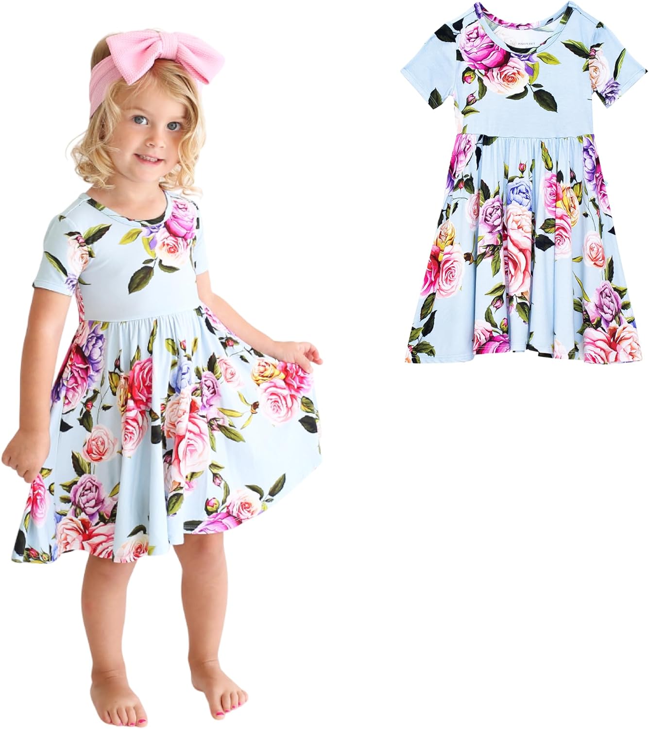 Posh Peanut Girls Dresses – Soft Toddler Twirl Dress Made with Viscose from Bamboo – Fall, Spring, Summer Dresses for Girls