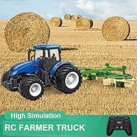 Vista 2 de Camión RC Tractor Agrícola con 2 Baterías Recargables - 2.4G 1/24 Vehículo de Construcción de Alta Simulación con Hileradora Giratoria Doble