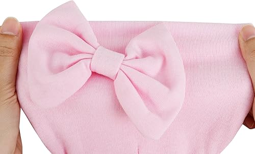 Miniatura 5 de Mittens and Caps for Newborn Baby Girls Set Hospital Hat Beanie Infant Hats with Bow for 0-6 Months