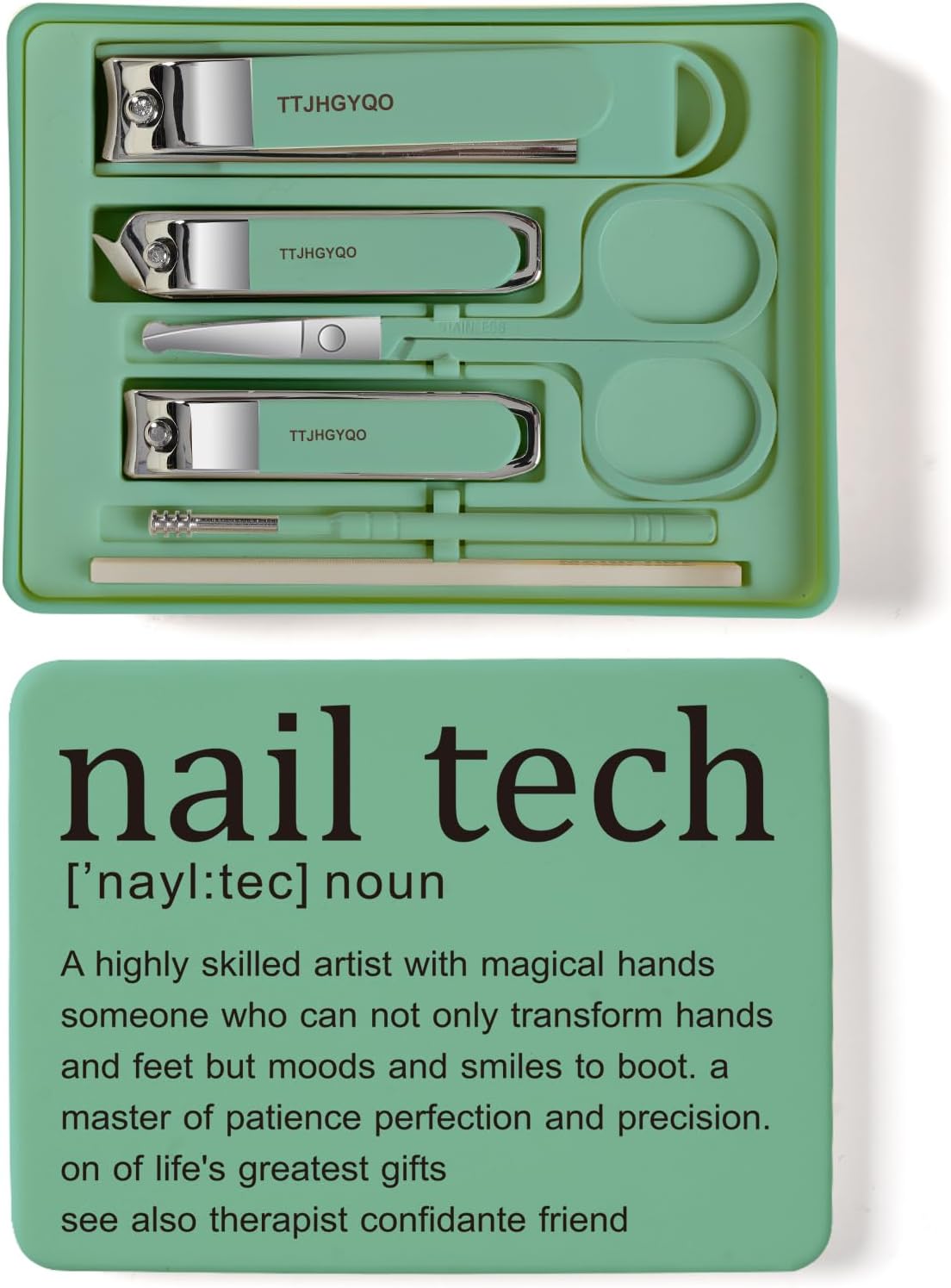 Nail Clippers and Beauty Tool Portable Set Nail Clipper Set Martensitic Stainless Steel Manicure Set 6 in 1 Suitable for Home, Workplace, Outdoor Travel, Gift Giving, Salon (Nail tech Green)