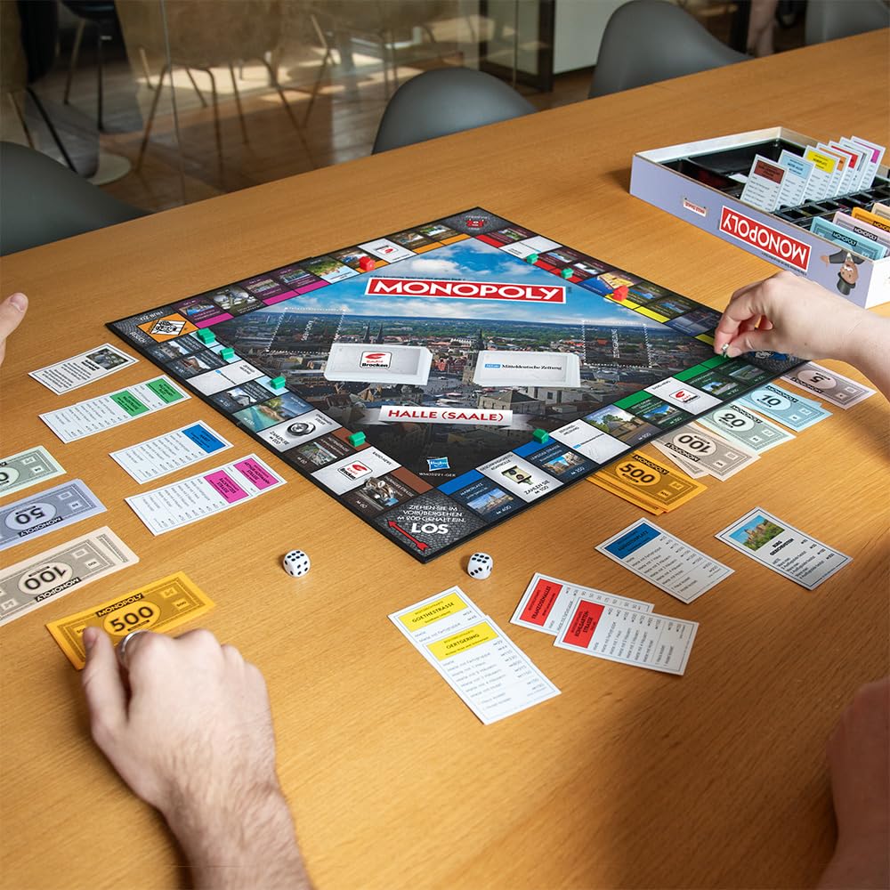 Monopoly Halle Einzelstück – Offizielle Städte-Edition mit regionalen Highlights | Gesellschaftsspiel für 2–6 Spieler ab 8 Jahren Souvenir für Fans von Halle (Saale)