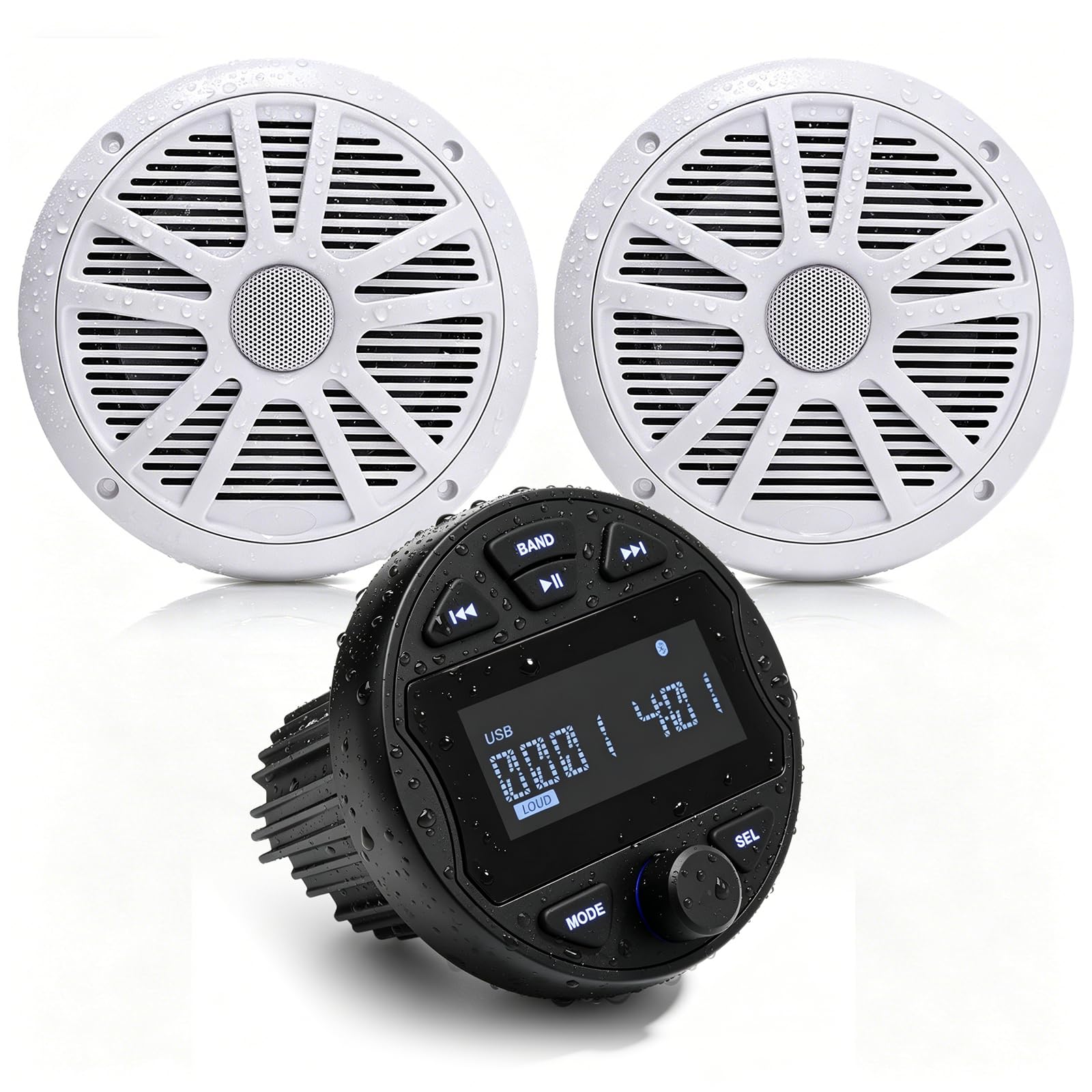 Récepteur Stéréo Marin MP3 Equipement Bateau étanche avec 2 Haut Parleurs
