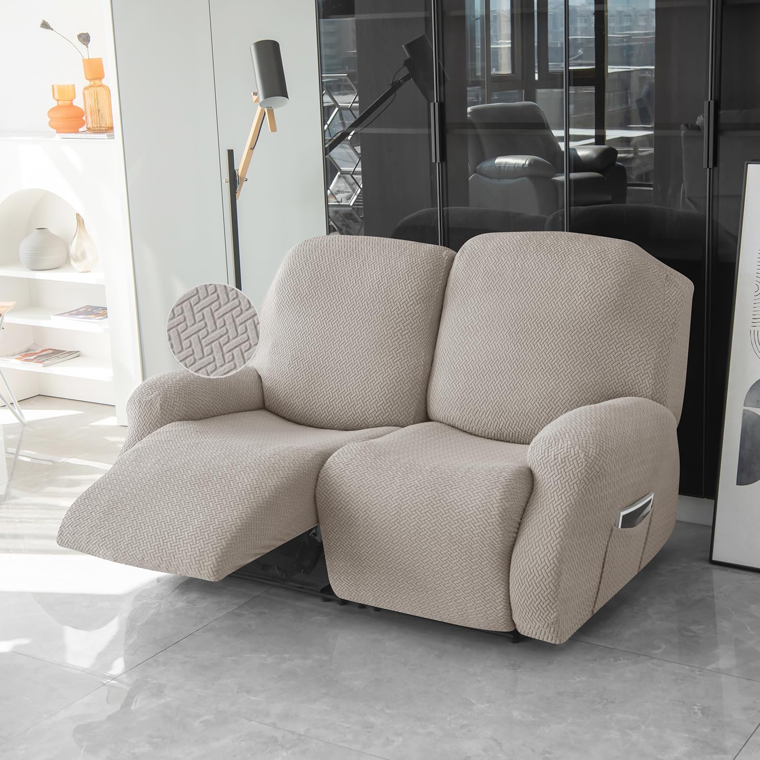 HOKIPO Recliner Cover - 3 Seater Grey -24