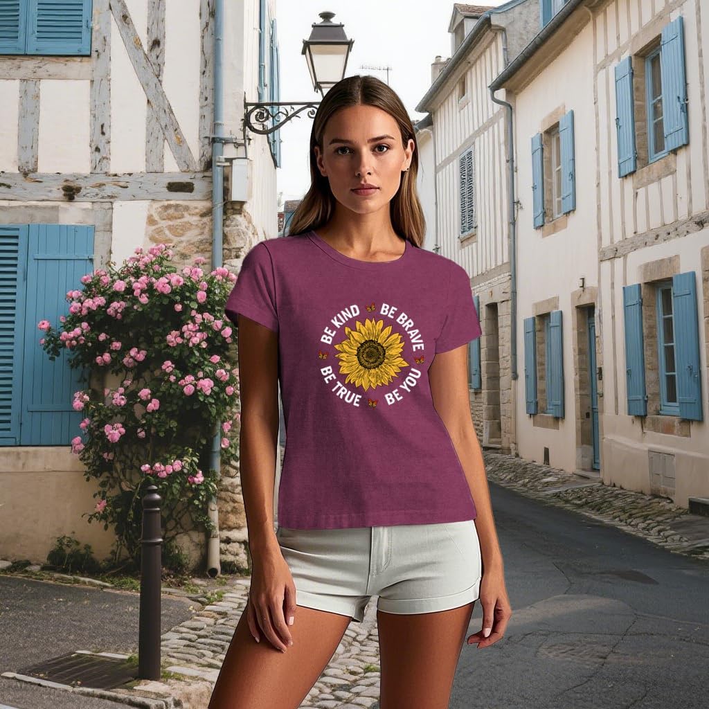 Womens Be Kind Shirts Kindness T-Shirts Inspirational Teacher Tee Tops - Image 4