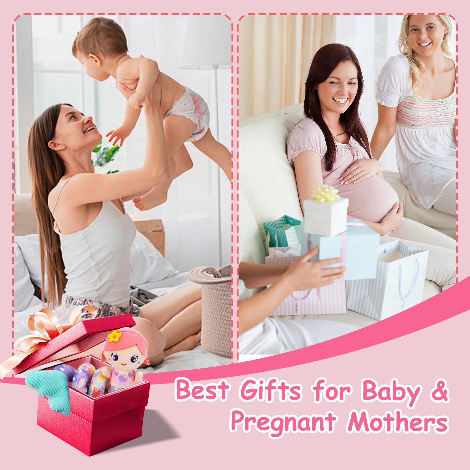 Espiral Carro Bebe Juguetes - Juguete Colgante Espiral Actividades con Musica y Sonajero, Juguetes Recien Nacido 0 3 6 12 Meses, Peluches para Bebes Niñas Regalos Originales, Sirena Rosa