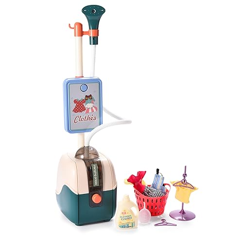 Kidzlane Juego de planchar y lavandería para niños, incluye tabla de planchar de juguete, plancha plana y accesorios de limpieza para juguetes de