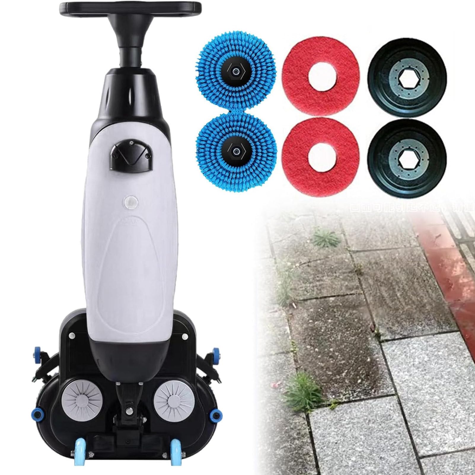 Fregadora De Suelos Inalámbrica, Rotación De 360°, 2 Cepillos Motorizados, Depósitos Independientes, Limpieza Profunda A 240 RPM para Suelos Duros Y Baldosas.,White