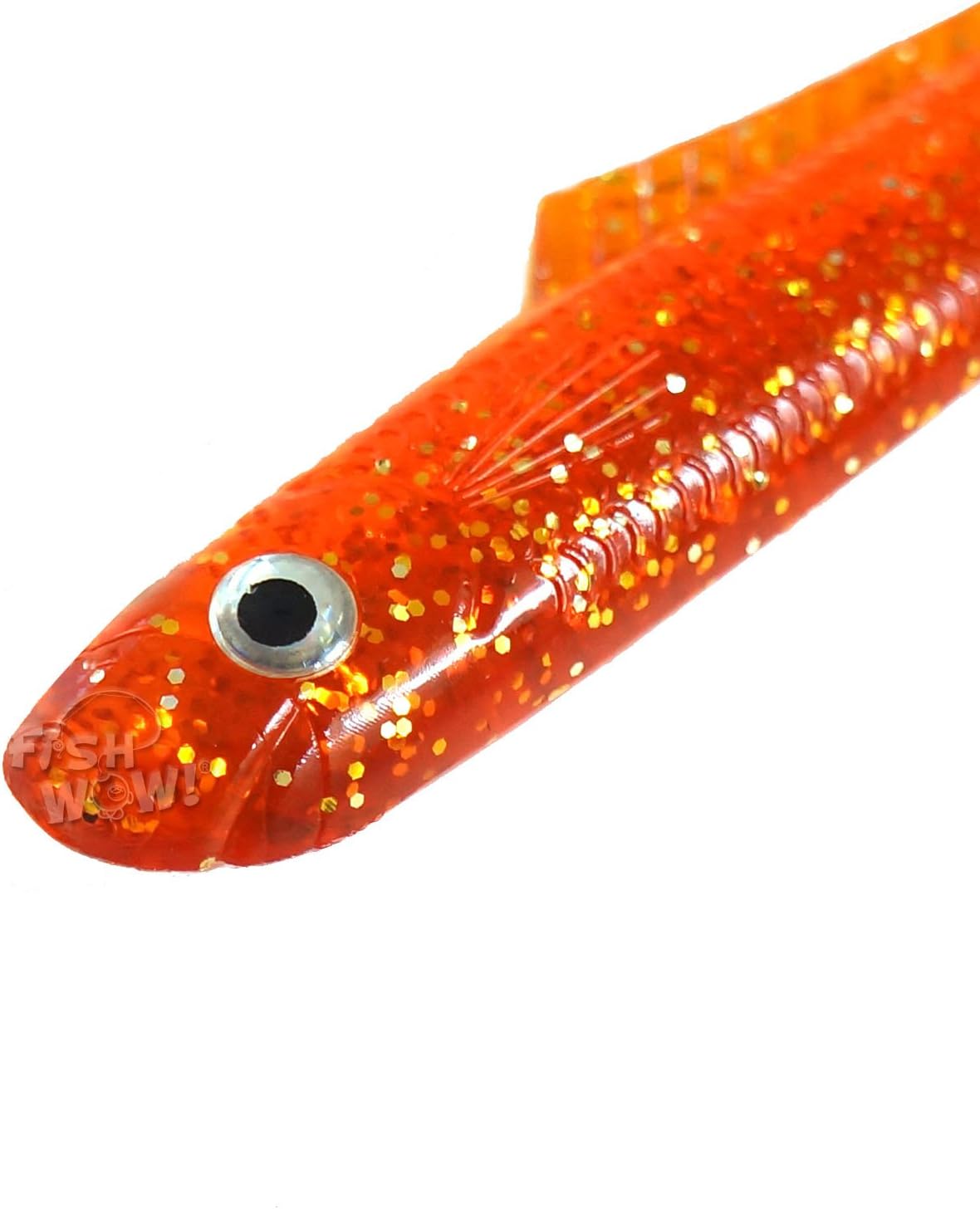 50pcs Fish WOW!® 4" Blam Swimbaits Minnows Fat bass Squid 5 in (w/The Tail Extended) Curly Tail Minnow blams Fishing Soft Lures - 5 Colors