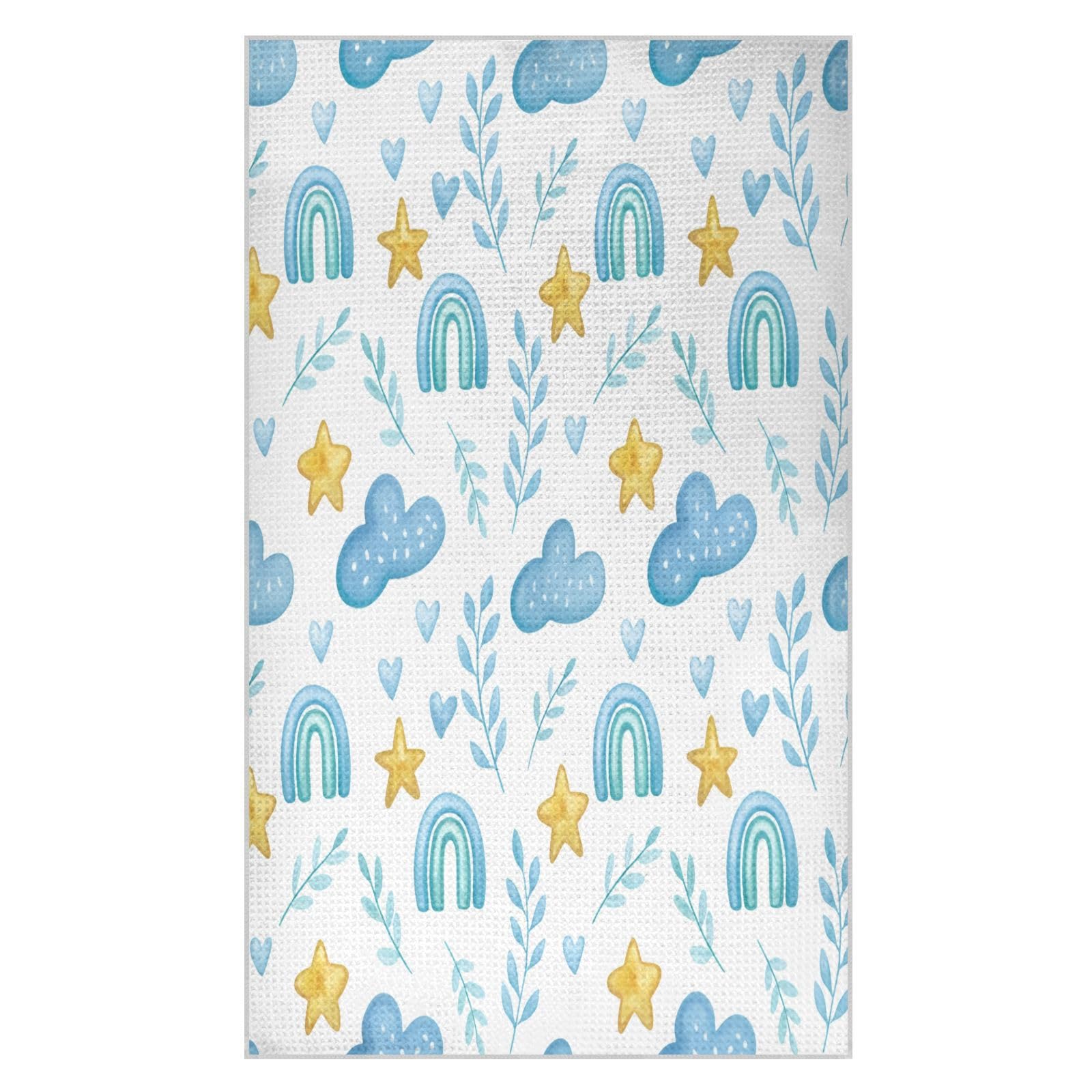BURSTDDY Cartoon Clouds Kitchen Towels,Absorbent Dish Towels 1 Pack