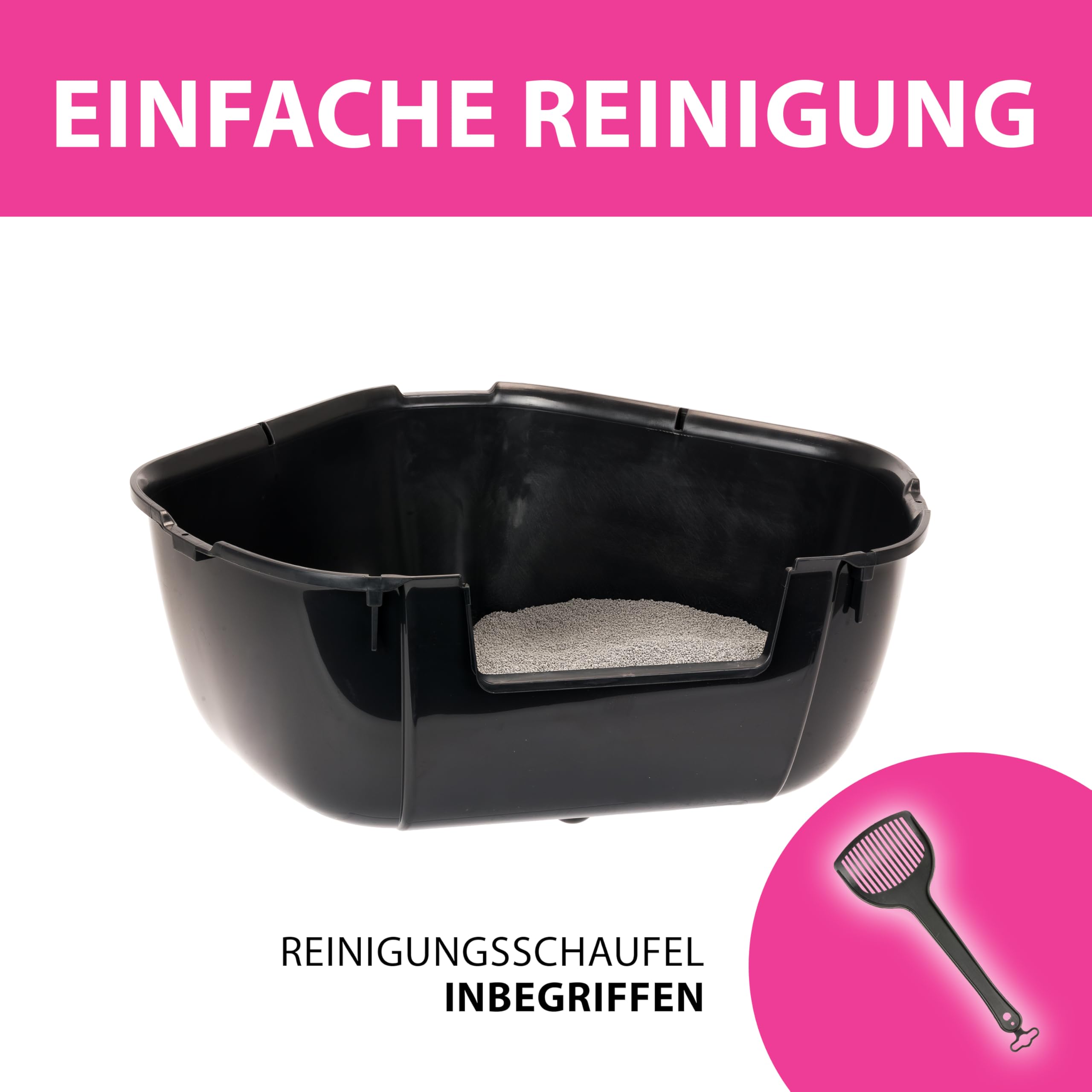 Ferplast Eck-Katzentoilette, Katzenklo XL, aus Kunststoff mit hohem Rand,  schnell und einfach zu reinigen, L 56,5 x W 50 x H 21,5 cm, Schwarz :  Amazon.de: Haustier
