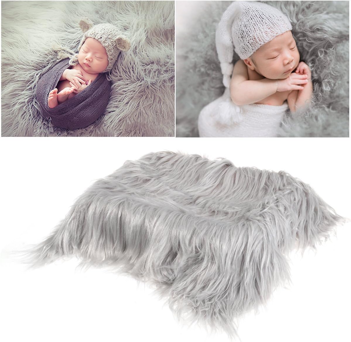 Baby Newborn Fur Photography Photo Props Blanket rug Background Backdrops - Grey